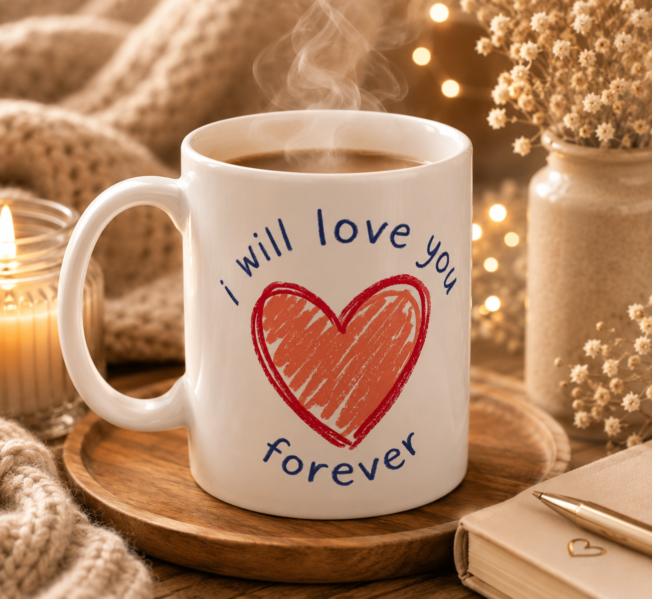 Romantic Love Mug – "I Will Love You Forever" Valentine's Day Gift Cup