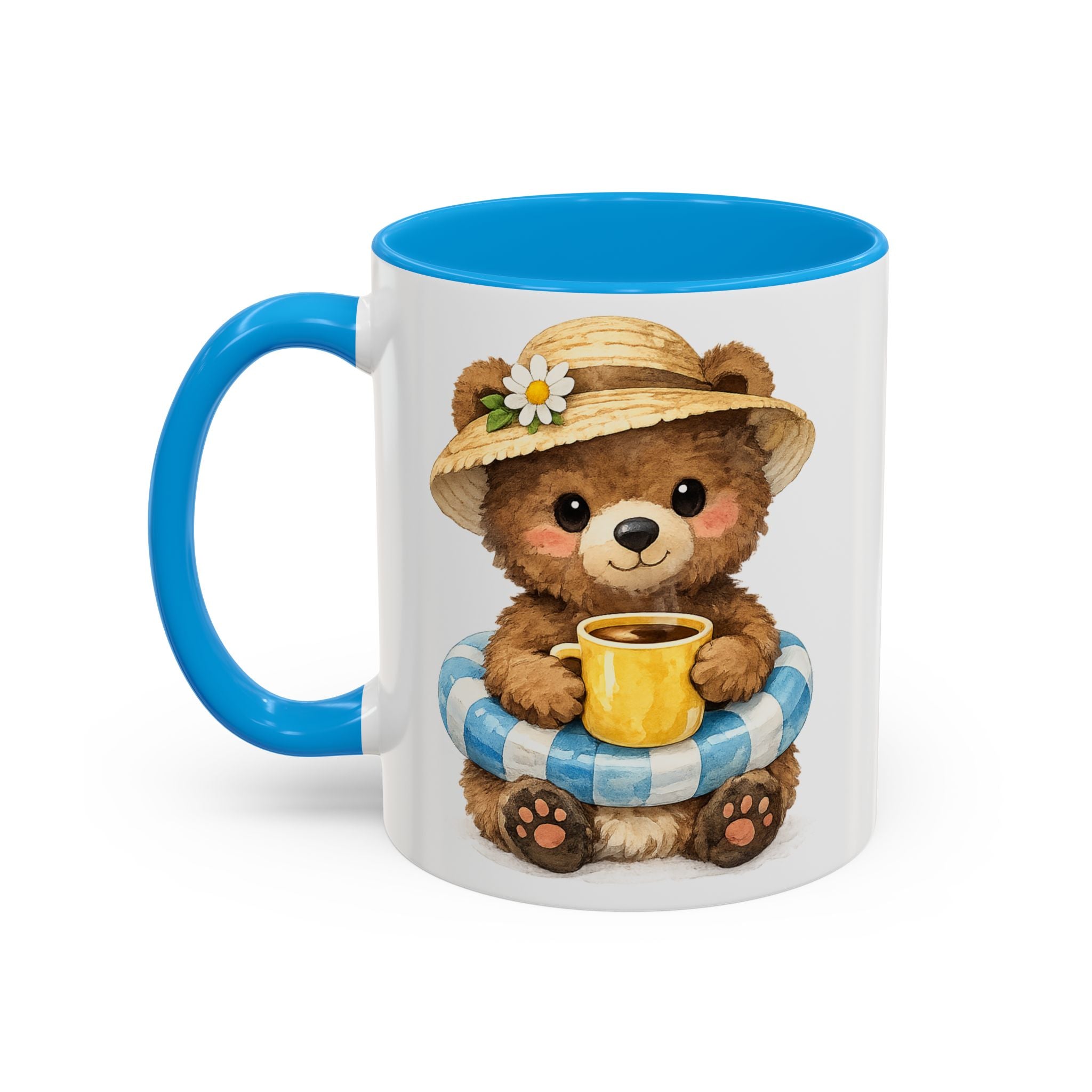 Cute Bear Coffee Mug — Daisy Hat Bear with Cup