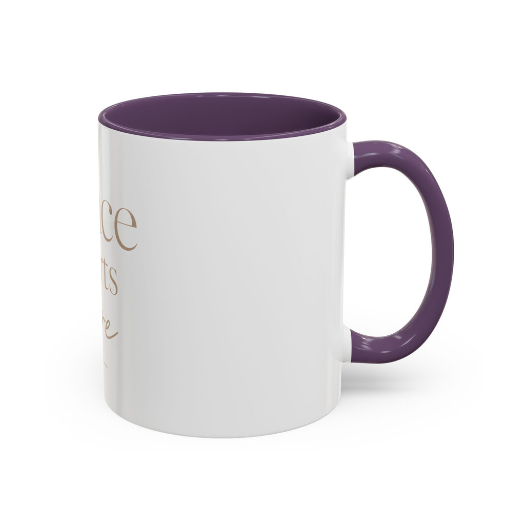 Peace Starts Here Accent Coffee Mug — Inspirational Red-Accent Ceramic Mug (11/15oz)