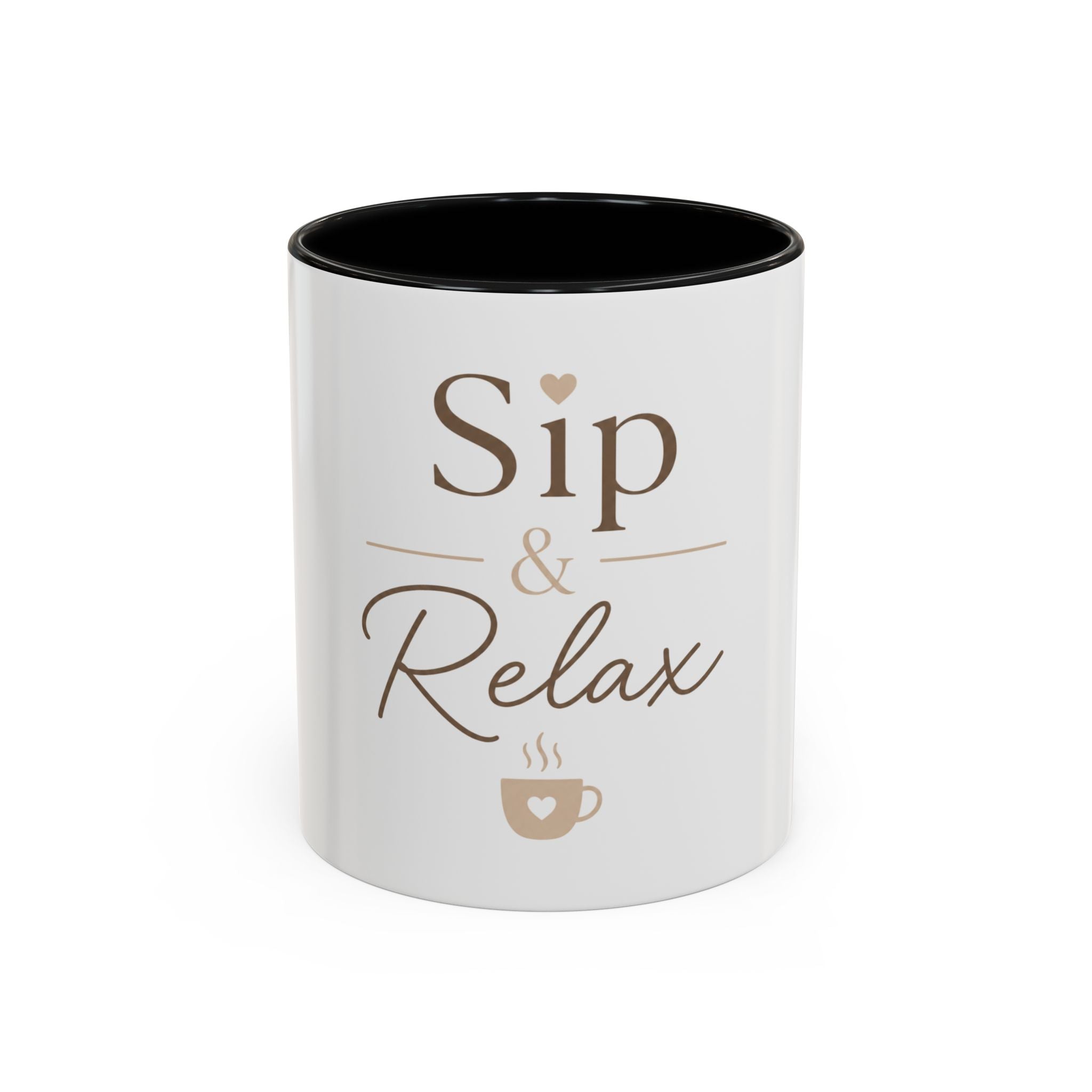 Sip & Relax Accent Coffee Mug — Ceramic 11/15oz