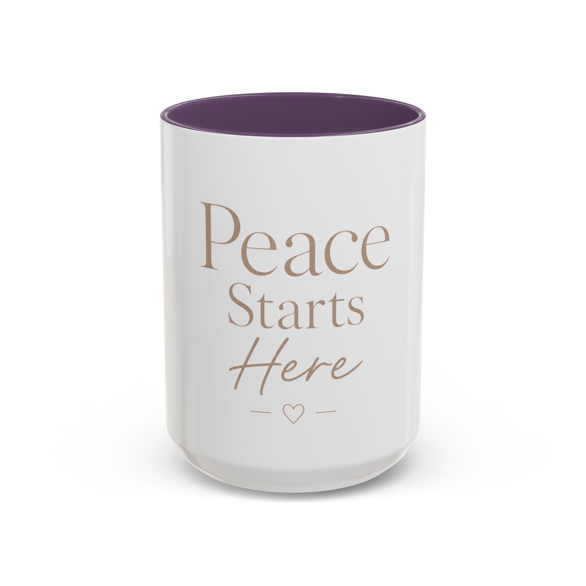 Peace Starts Here Accent Coffee Mug — Inspirational Red-Accent Ceramic Mug (11/15oz)