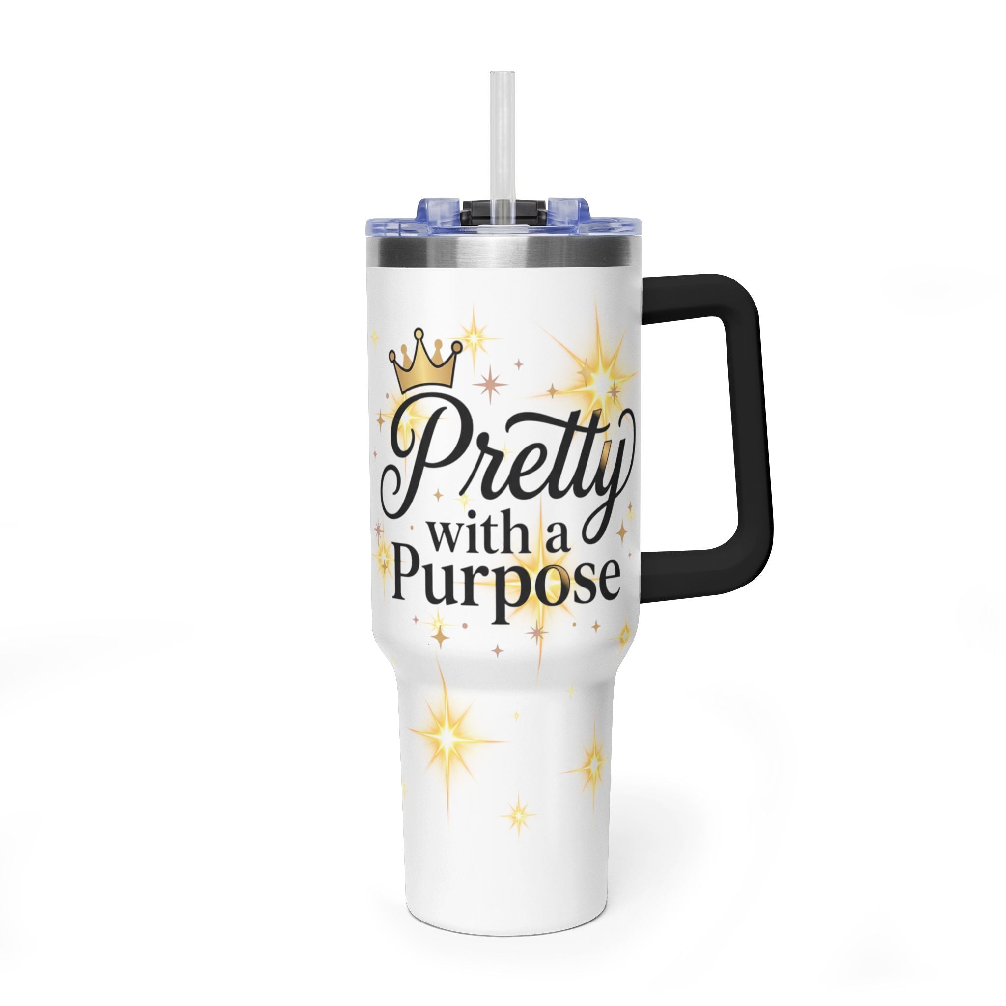 40oz Vacuum Tumbler – “Pretty with Purpose” Sparkle Travel Mug
