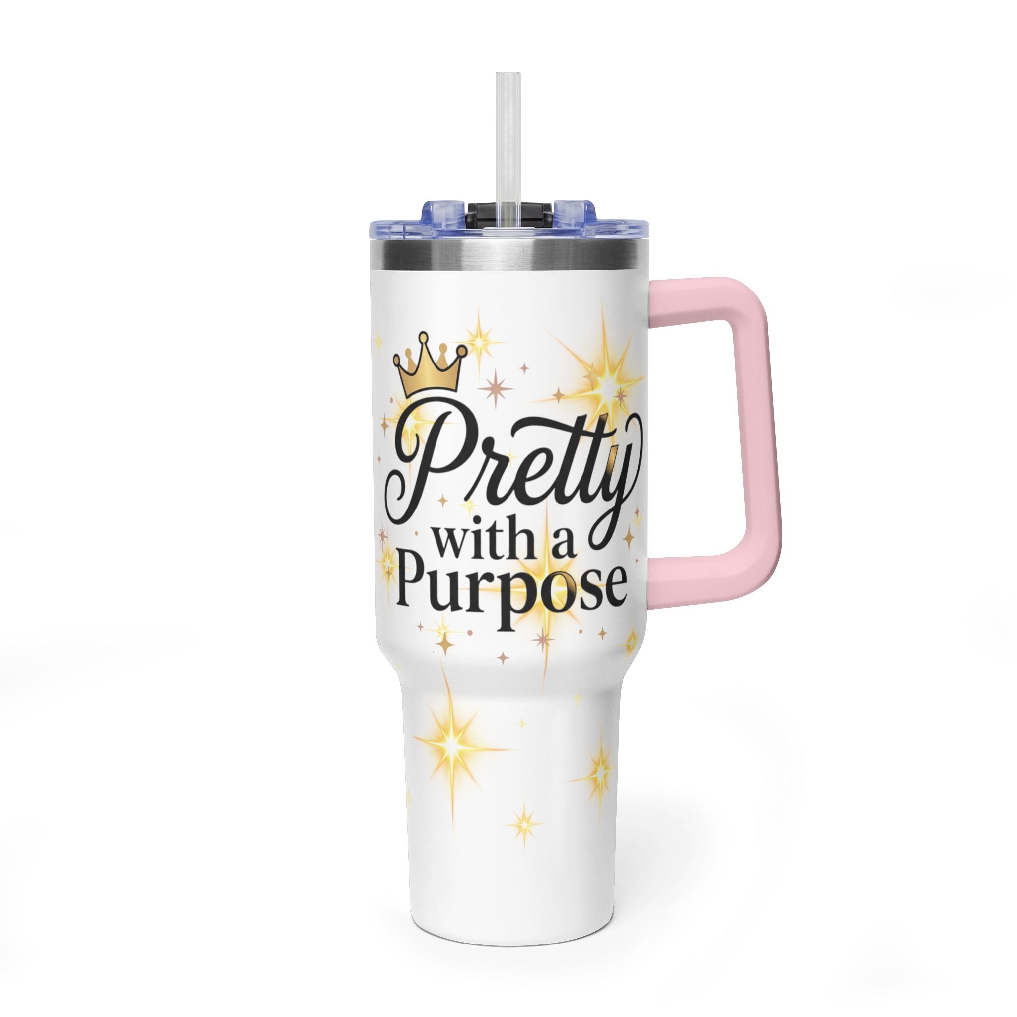 40oz Vacuum Tumbler – “Pretty with Purpose” Sparkle Travel Mug