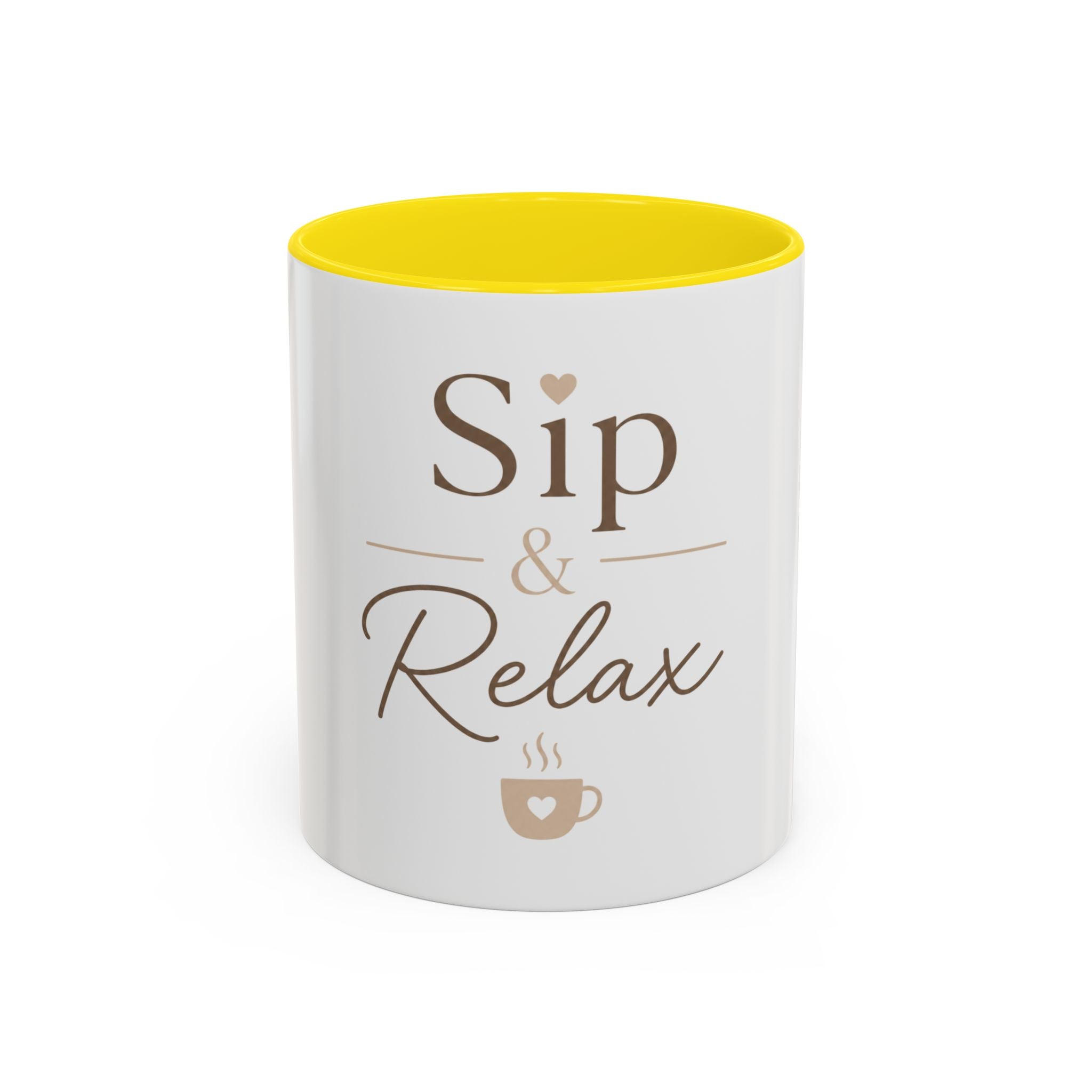 Sip & Relax Accent Coffee Mug — Ceramic 11/15oz