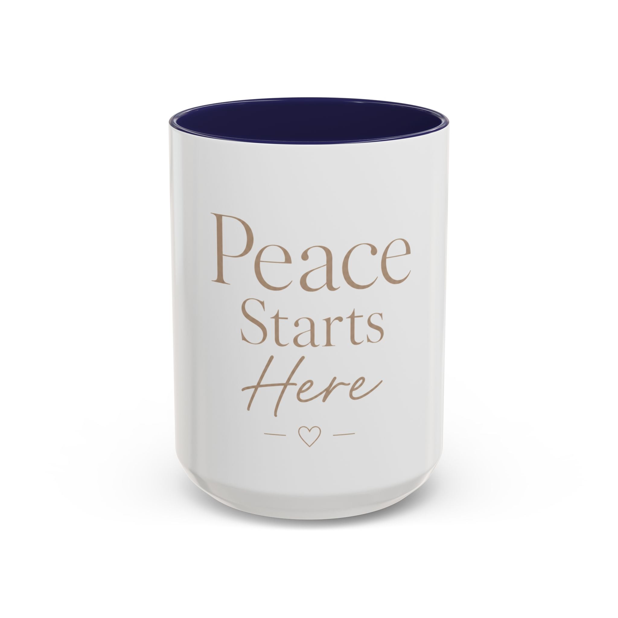 Peace Starts Here Accent Coffee Mug — Inspirational Red-Accent Ceramic Mug (11/15oz)