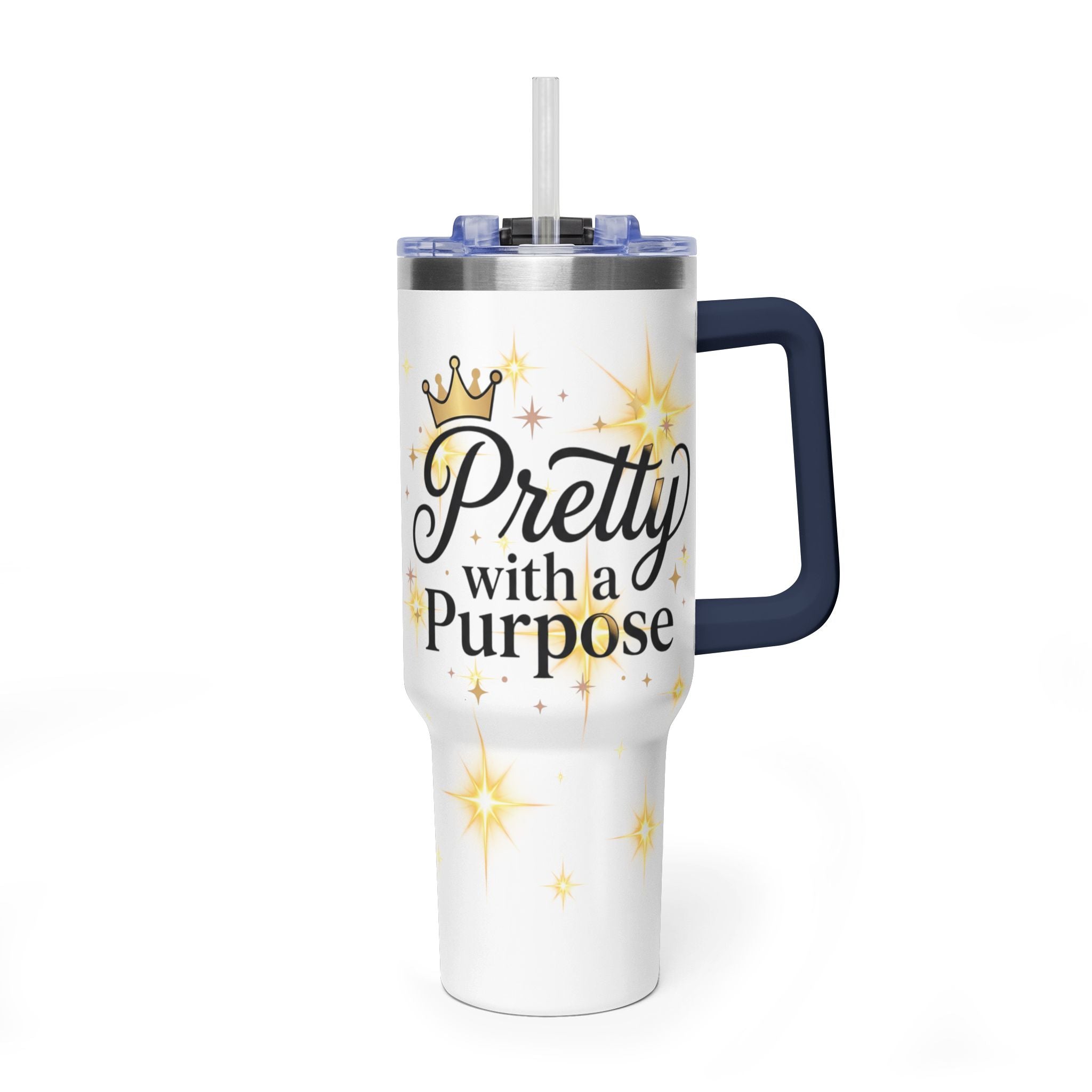 40oz Vacuum Tumbler – “Pretty with Purpose” Sparkle Travel Mug