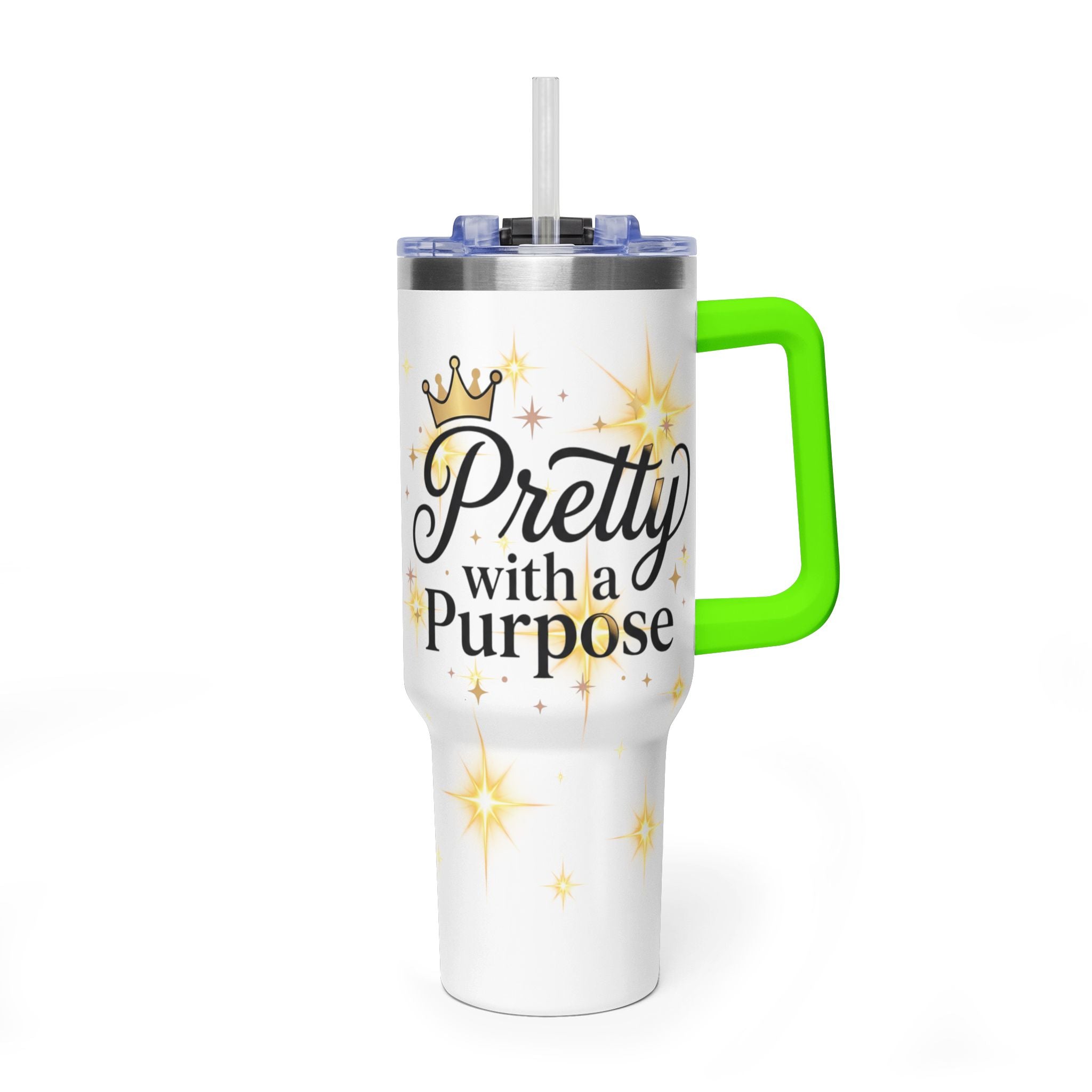 40oz Vacuum Tumbler – “Pretty with Purpose” Sparkle Travel Mug