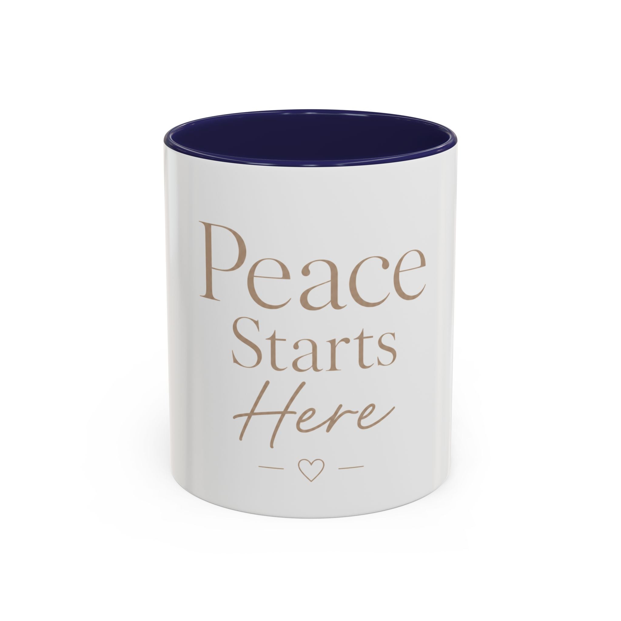 Peace Starts Here Accent Coffee Mug — Inspirational Red-Accent Ceramic Mug (11/15oz)