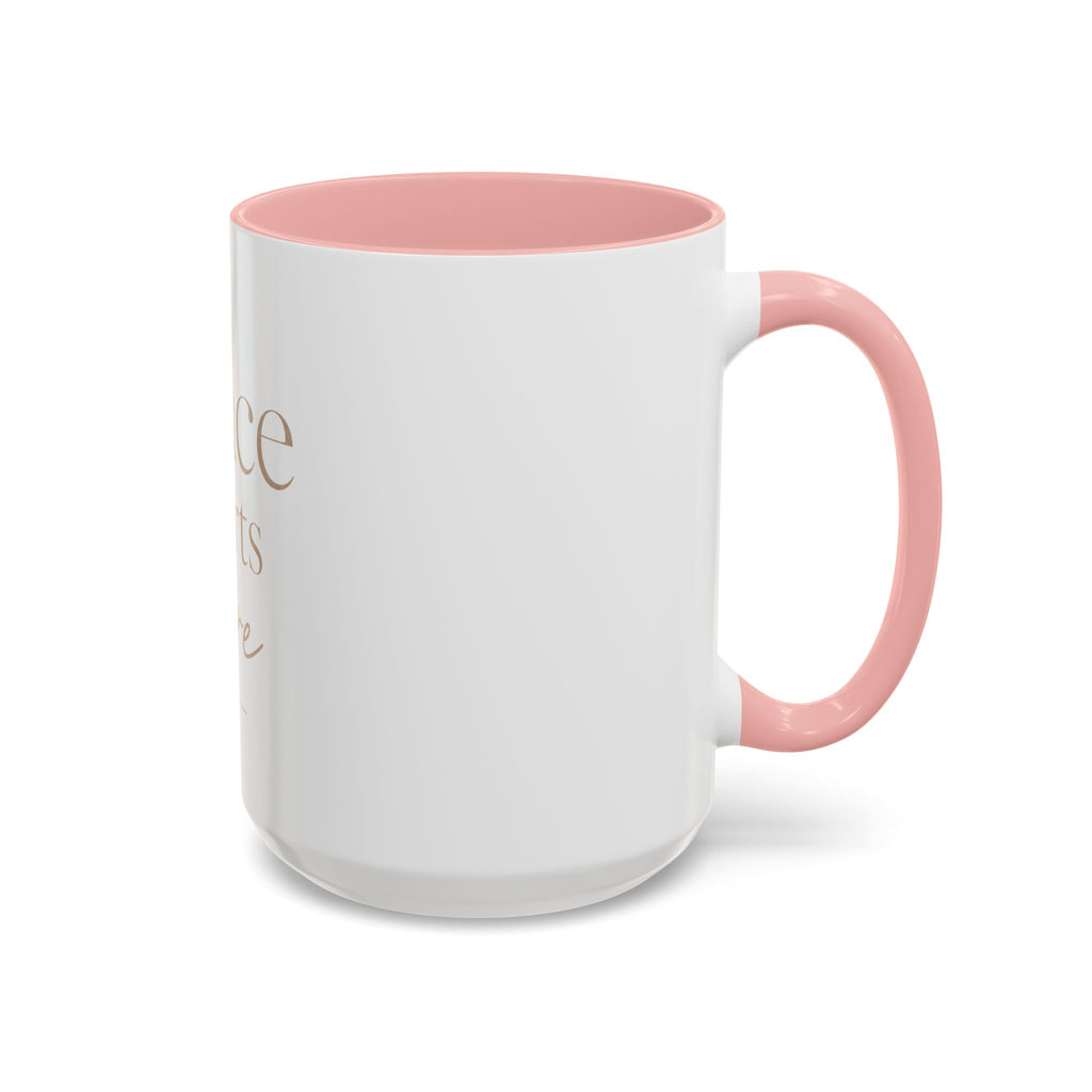 Peace Starts Here Accent Coffee Mug — Inspirational Red-Accent Ceramic Mug (11/15oz)