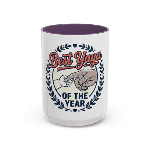 Best Yaya of the Year Accent Coffee Mug — Gift for Grandmother, Mother's Day Cup