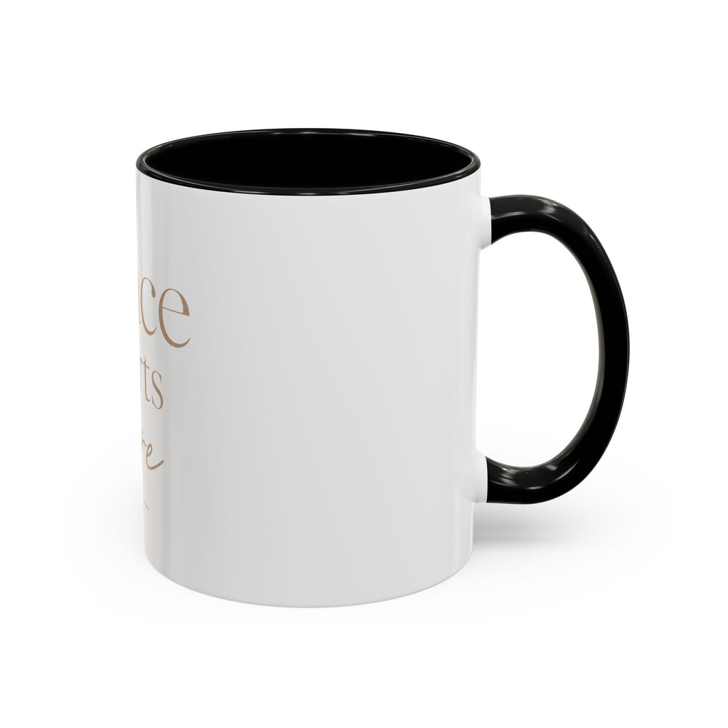 Peace Starts Here Accent Coffee Mug — Inspirational Red-Accent Ceramic Mug (11/15oz)