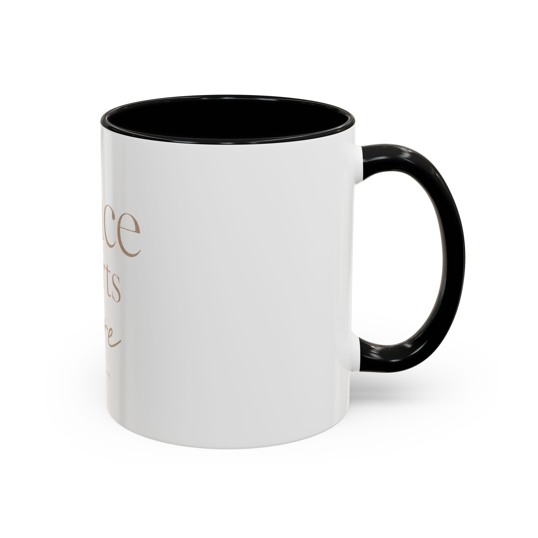 Peace Starts Here Accent Coffee Mug — Inspirational Red-Accent Ceramic Mug (11/15oz)
