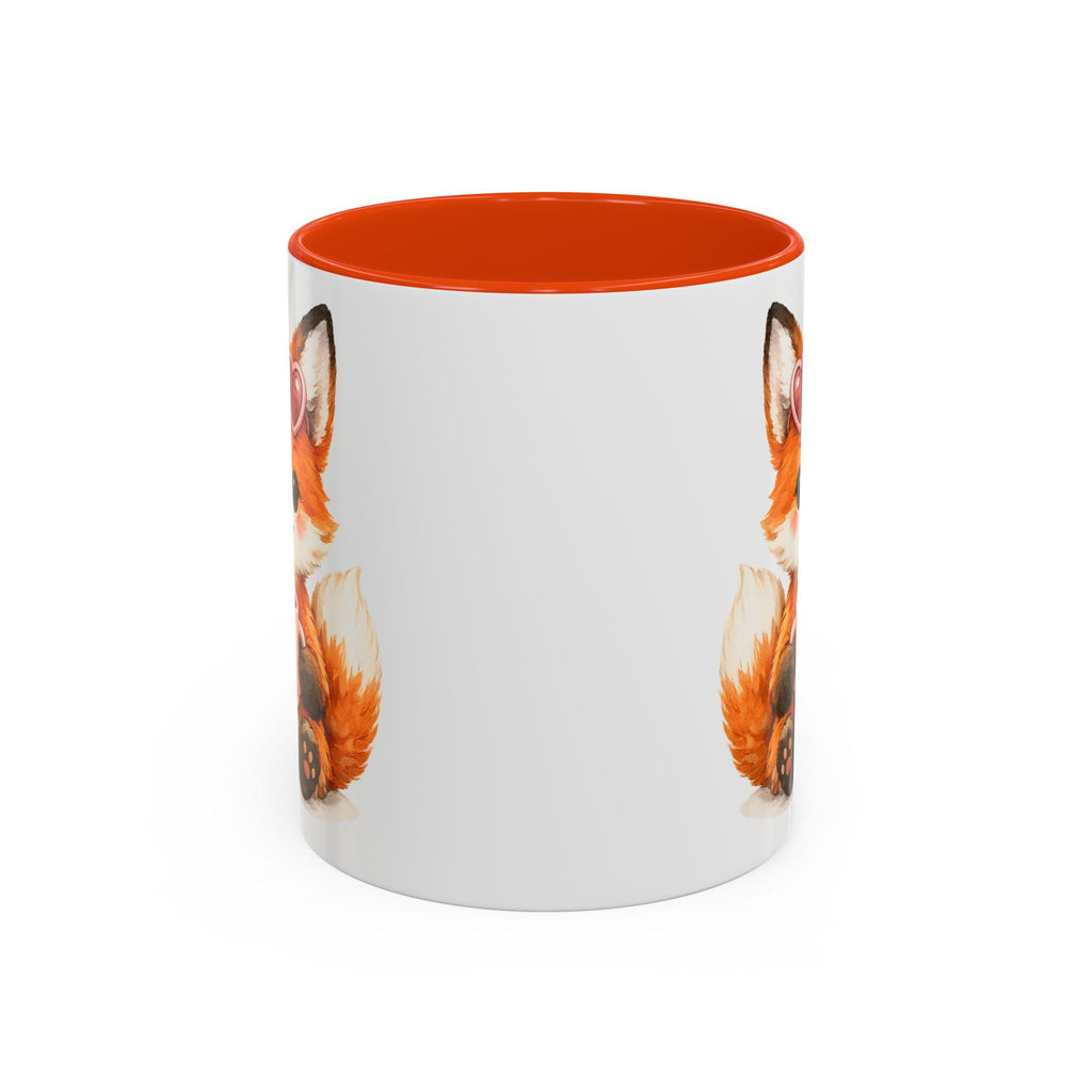 Cute Fox Coffee Mug – Cool Fox with Sunglasses Red Accent