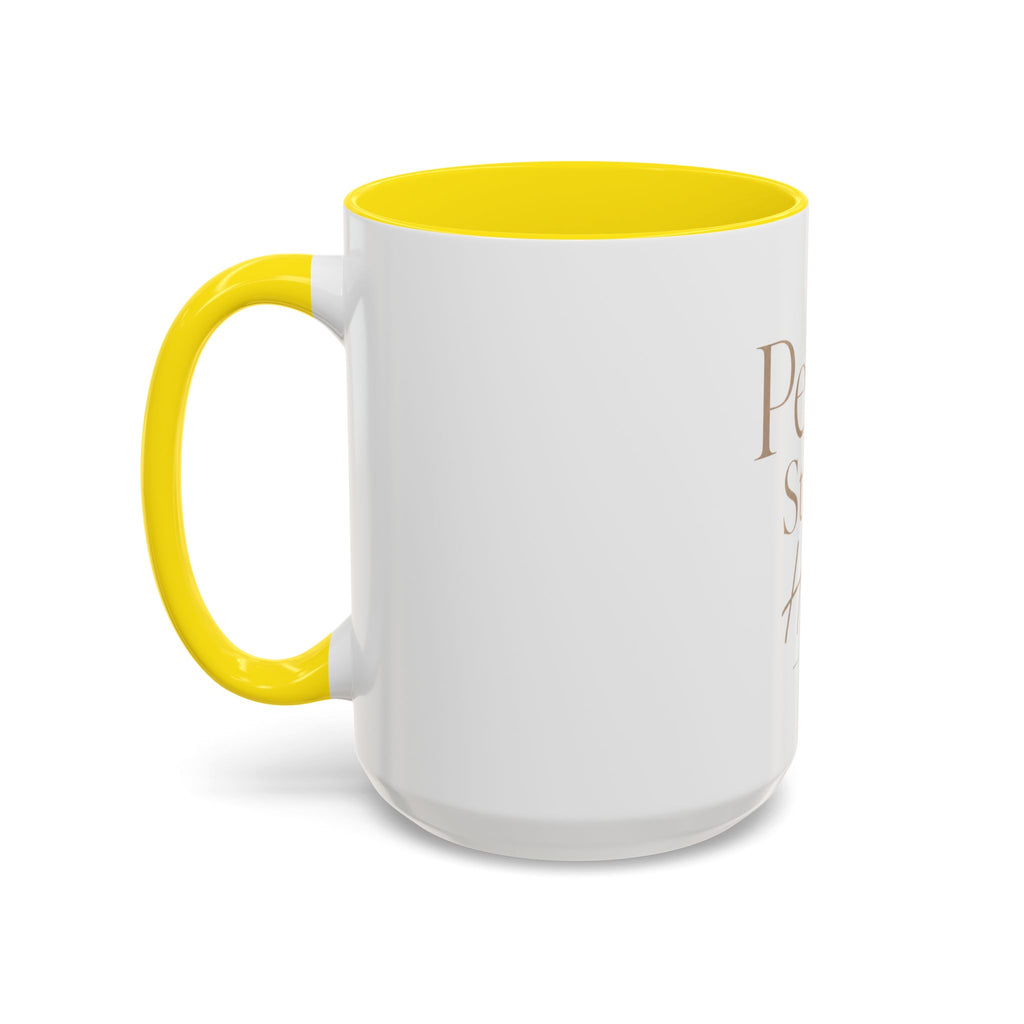 Peace Starts Here Accent Coffee Mug — Inspirational Red-Accent Ceramic Mug (11/15oz)