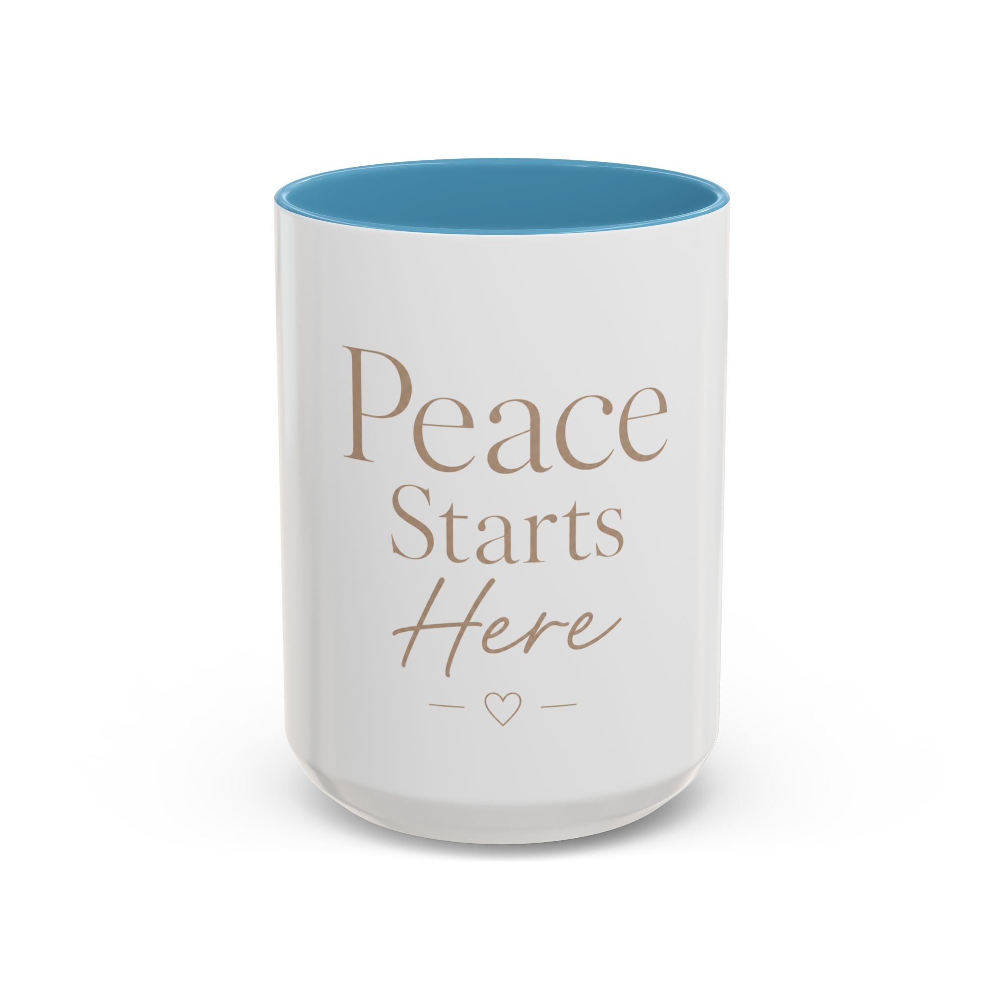 Peace Starts Here Accent Coffee Mug — Inspirational Red-Accent Ceramic Mug (11/15oz)