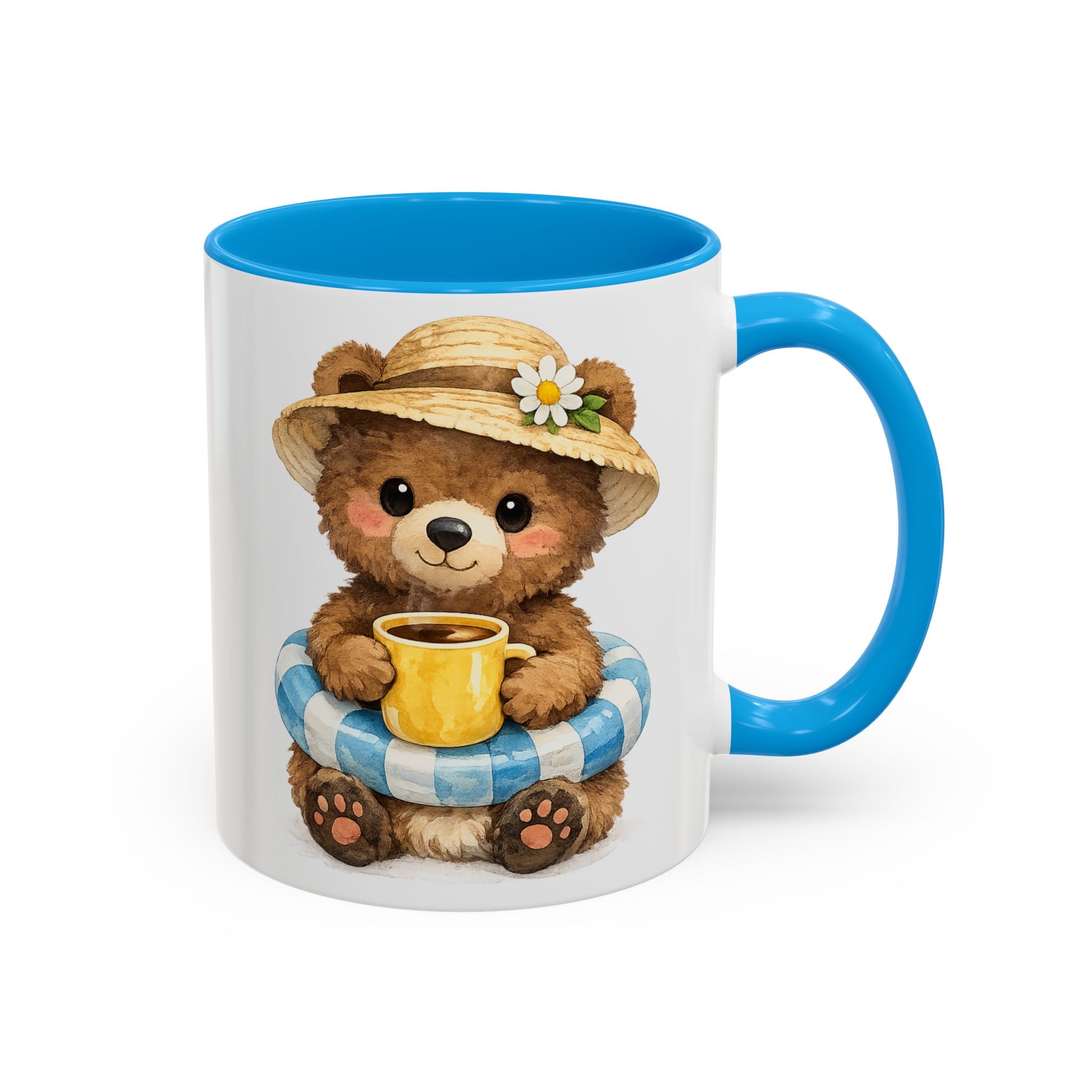 Cute Bear Coffee Mug — Daisy Hat Bear with Cup