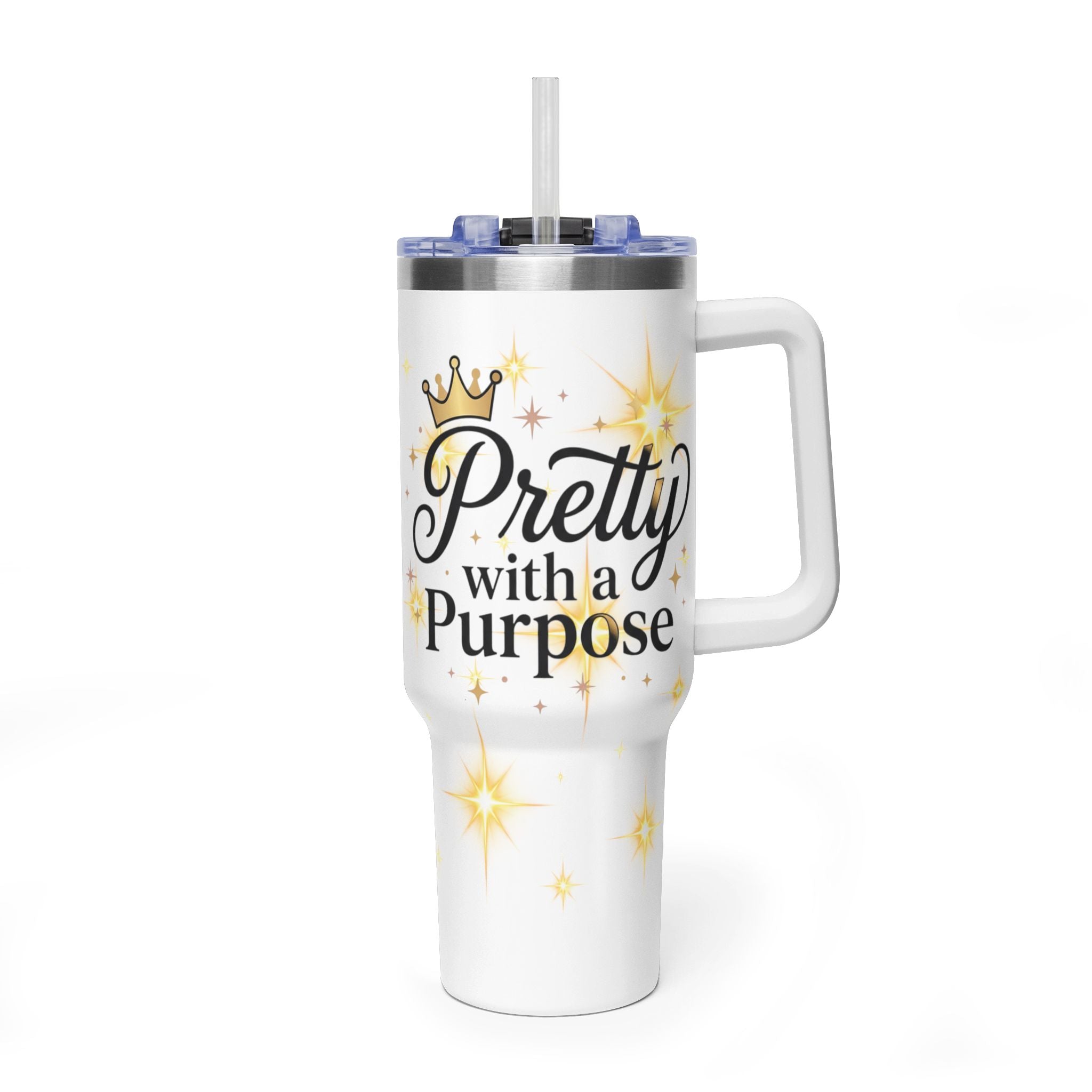40oz Vacuum Tumbler – “Pretty with Purpose” Sparkle Travel Mug