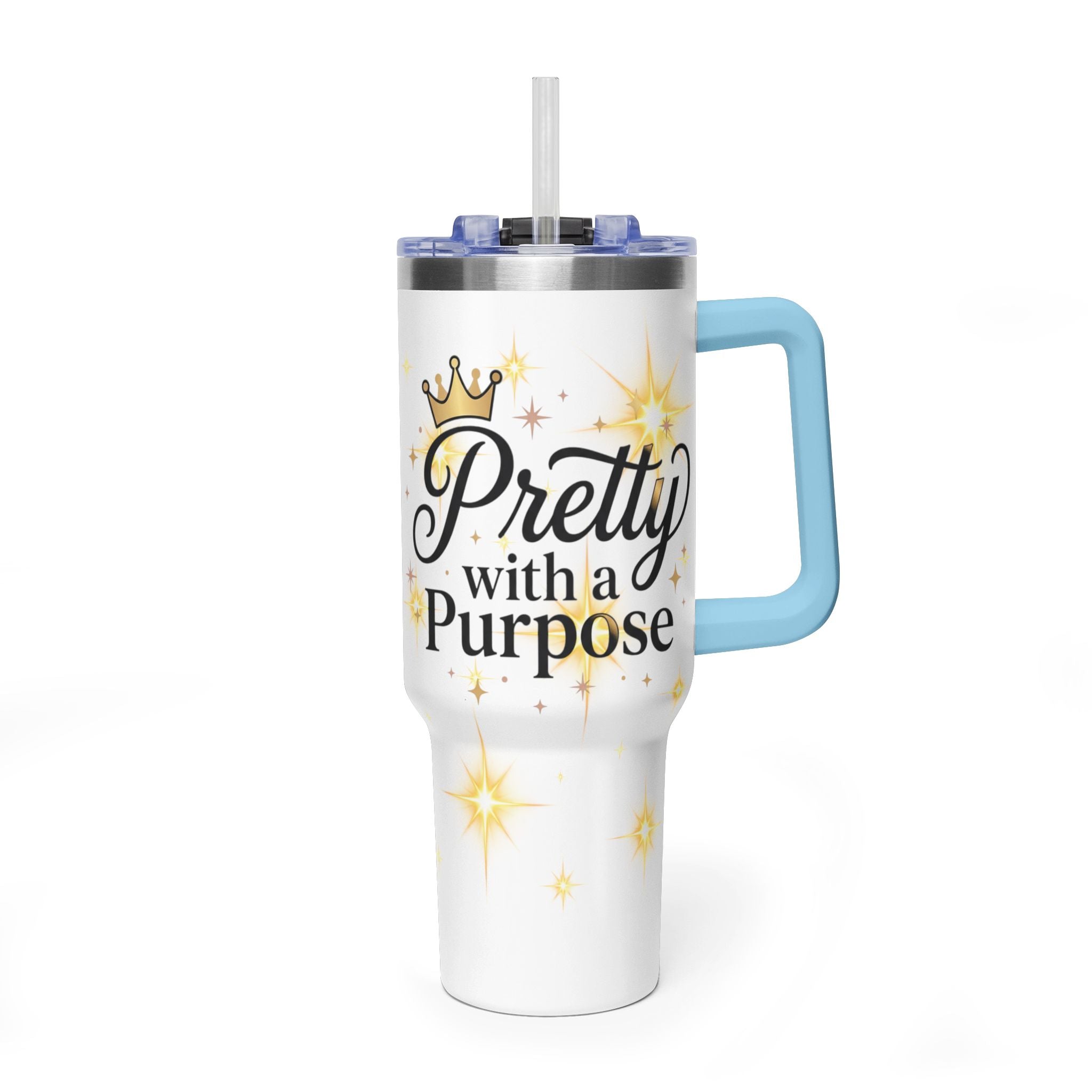 40oz Vacuum Tumbler – “Pretty with Purpose” Sparkle Travel Mug