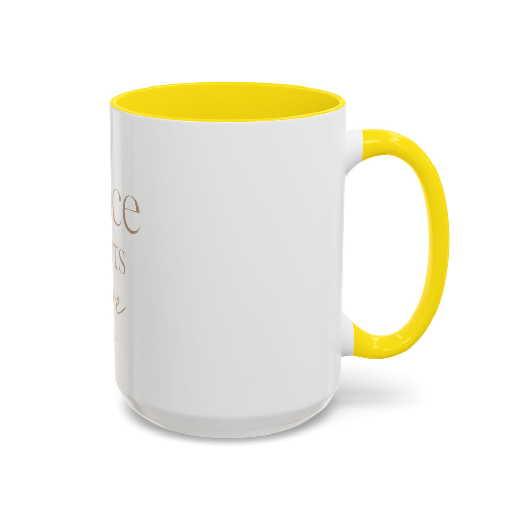 Peace Starts Here Accent Coffee Mug — Inspirational Red-Accent Ceramic Mug (11/15oz)