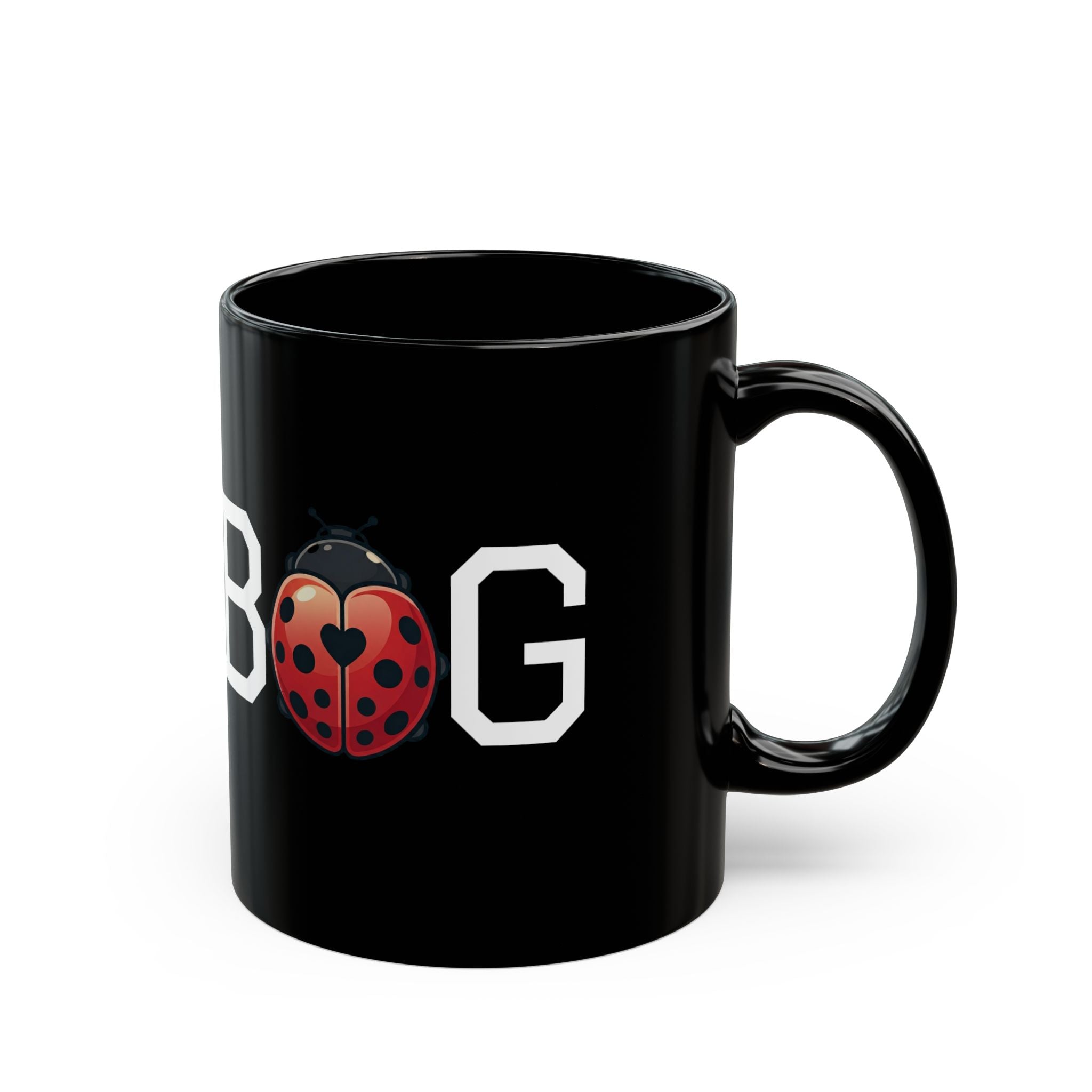 Ladybug Mom Black Mug — Cute Ladybug Graphic Coffee Cup (11oz/15oz)