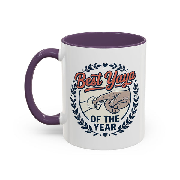 Best Yaya of the Year Accent Coffee Mug — Gift for Grandmother, Mother's Day Cup