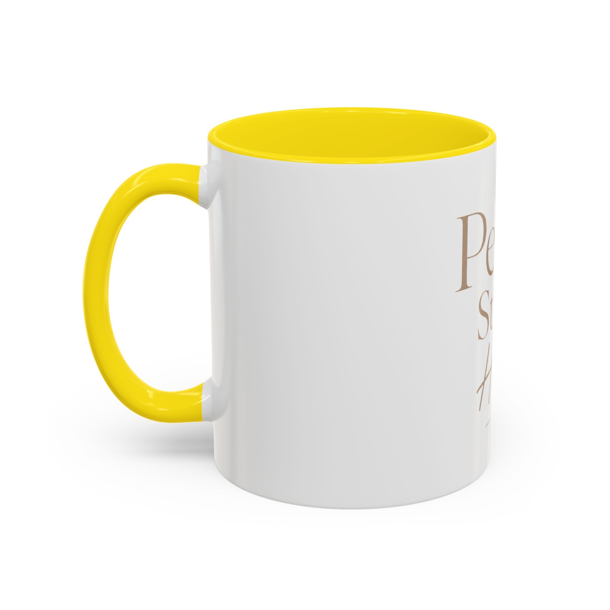 Peace Starts Here Accent Coffee Mug — Inspirational Red-Accent Ceramic Mug (11/15oz)