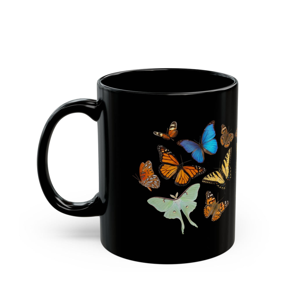 Spread Your Wings Butterfly Mug — Inspirational Black Coffee Cup (11oz & 15oz)