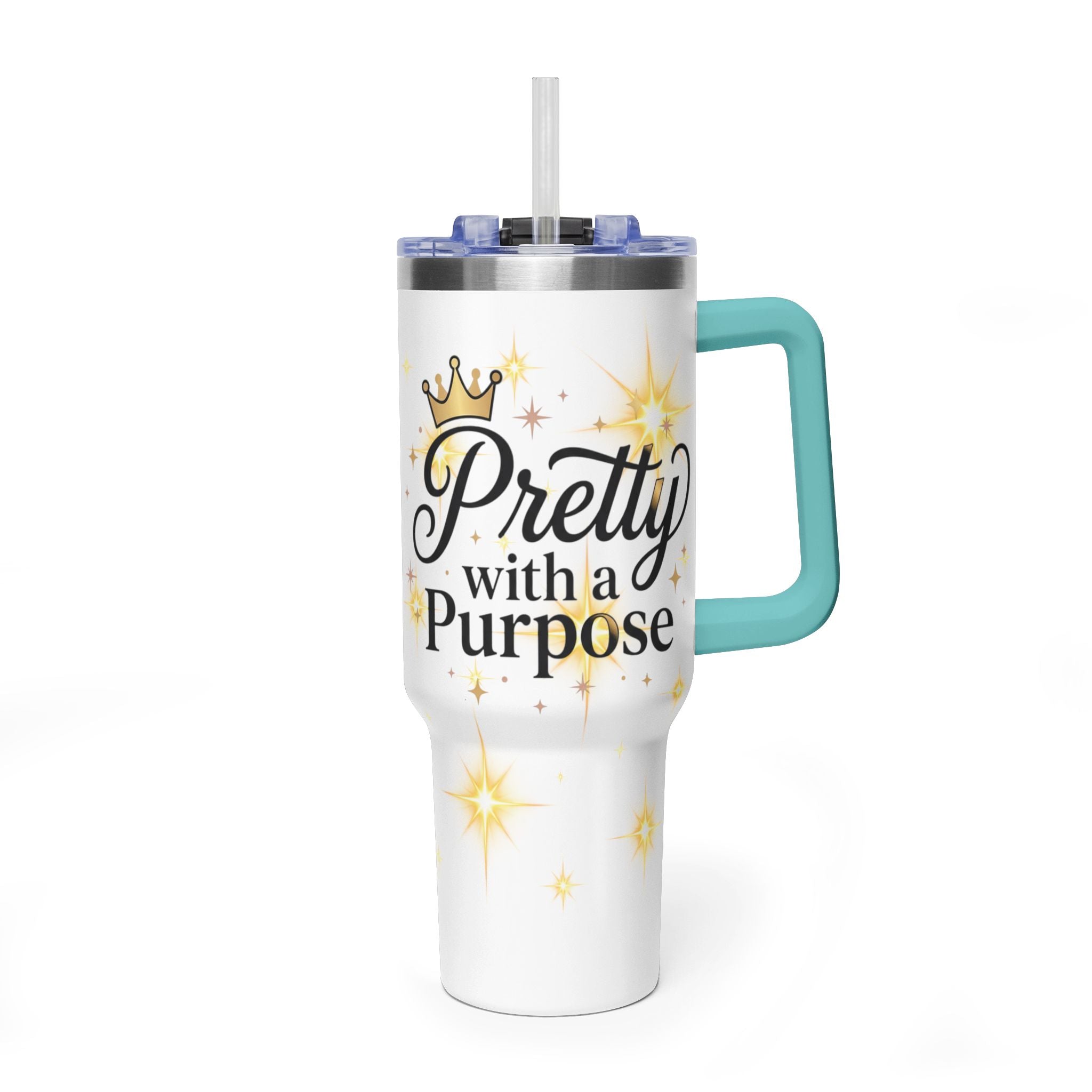 40oz Vacuum Tumbler – “Pretty with Purpose” Sparkle Travel Mug