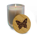 Butterfly Engraved Soy Candle 14oz — Aromatherapy Scented Candle with Bamboo Lid
