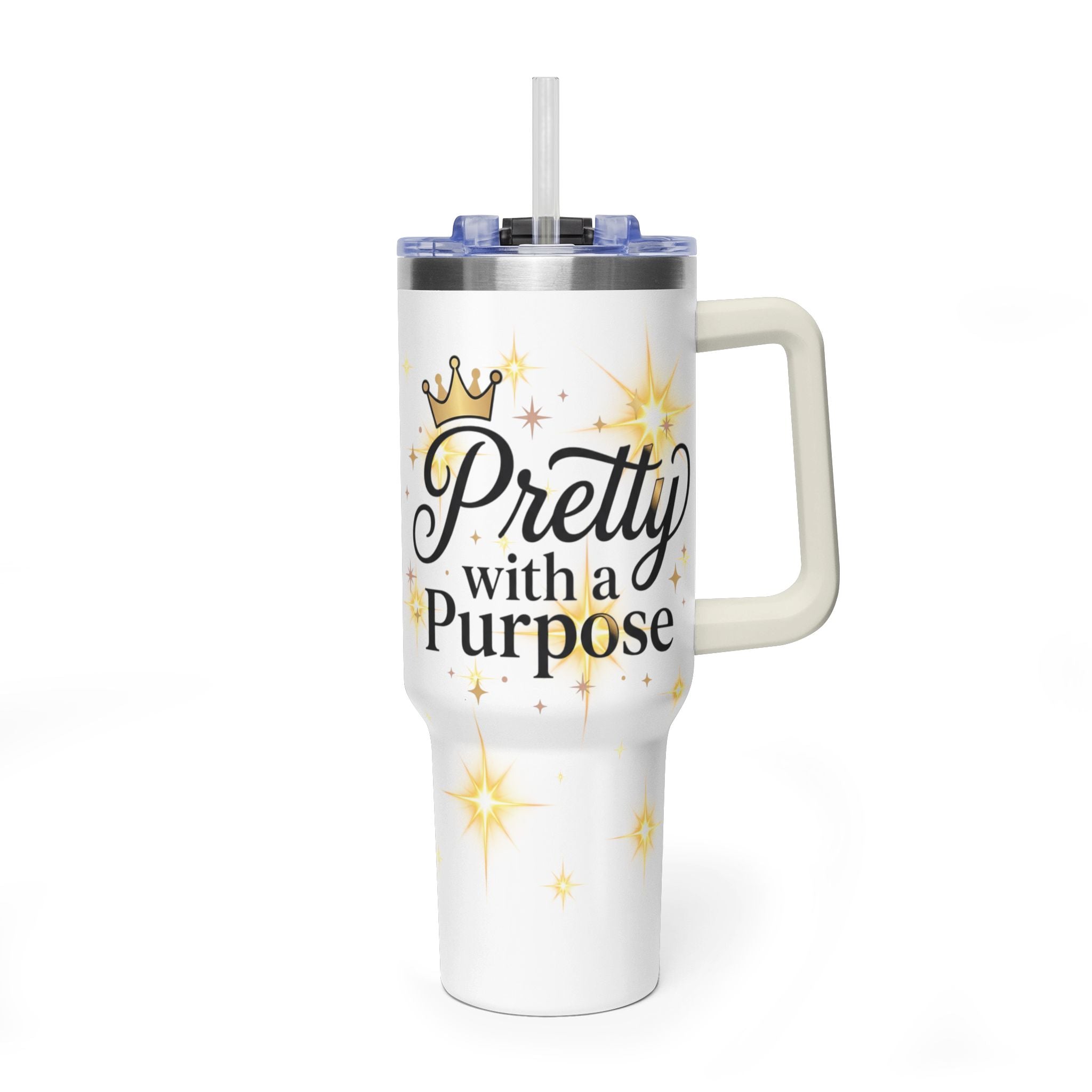 40oz Vacuum Tumbler – “Pretty with Purpose” Sparkle Travel Mug