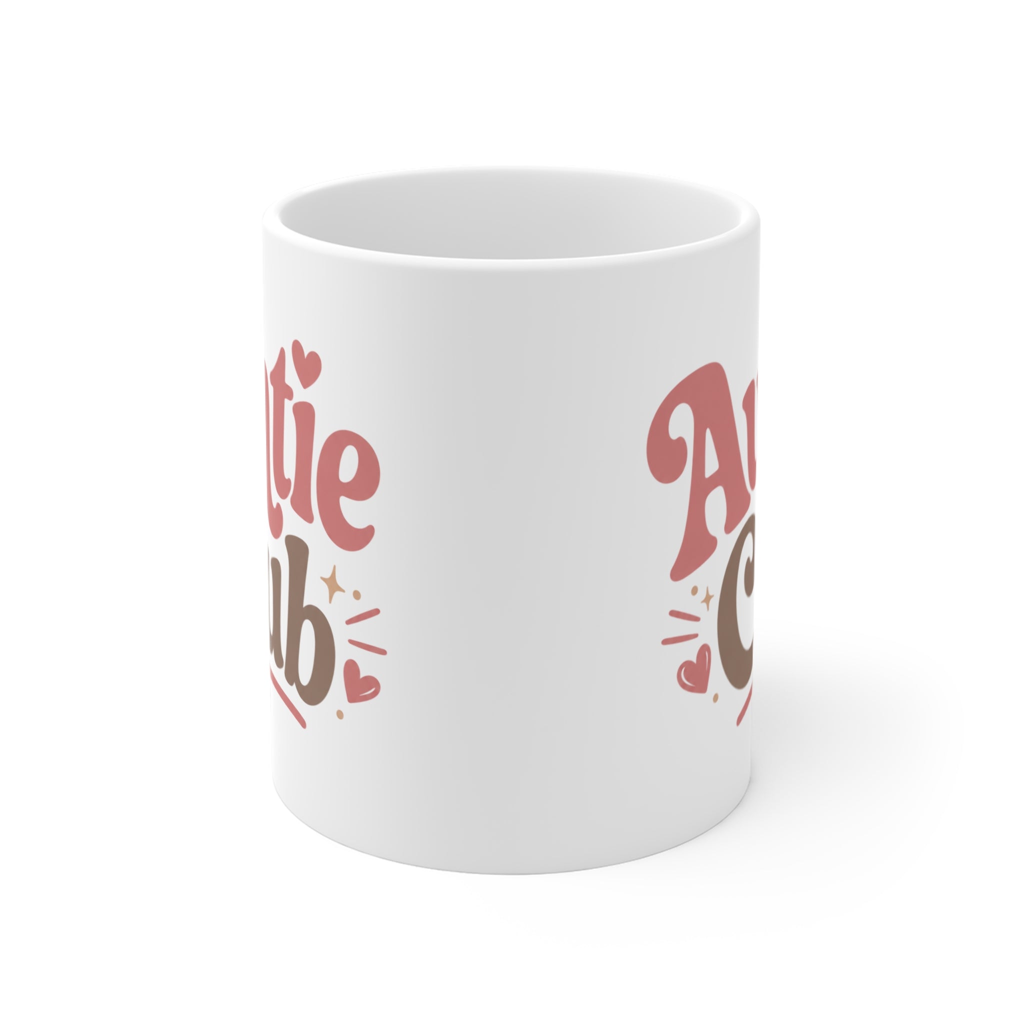 Auntie Club 11oz Coffee Mug — Cute Retro Typography Gift for New Aunts