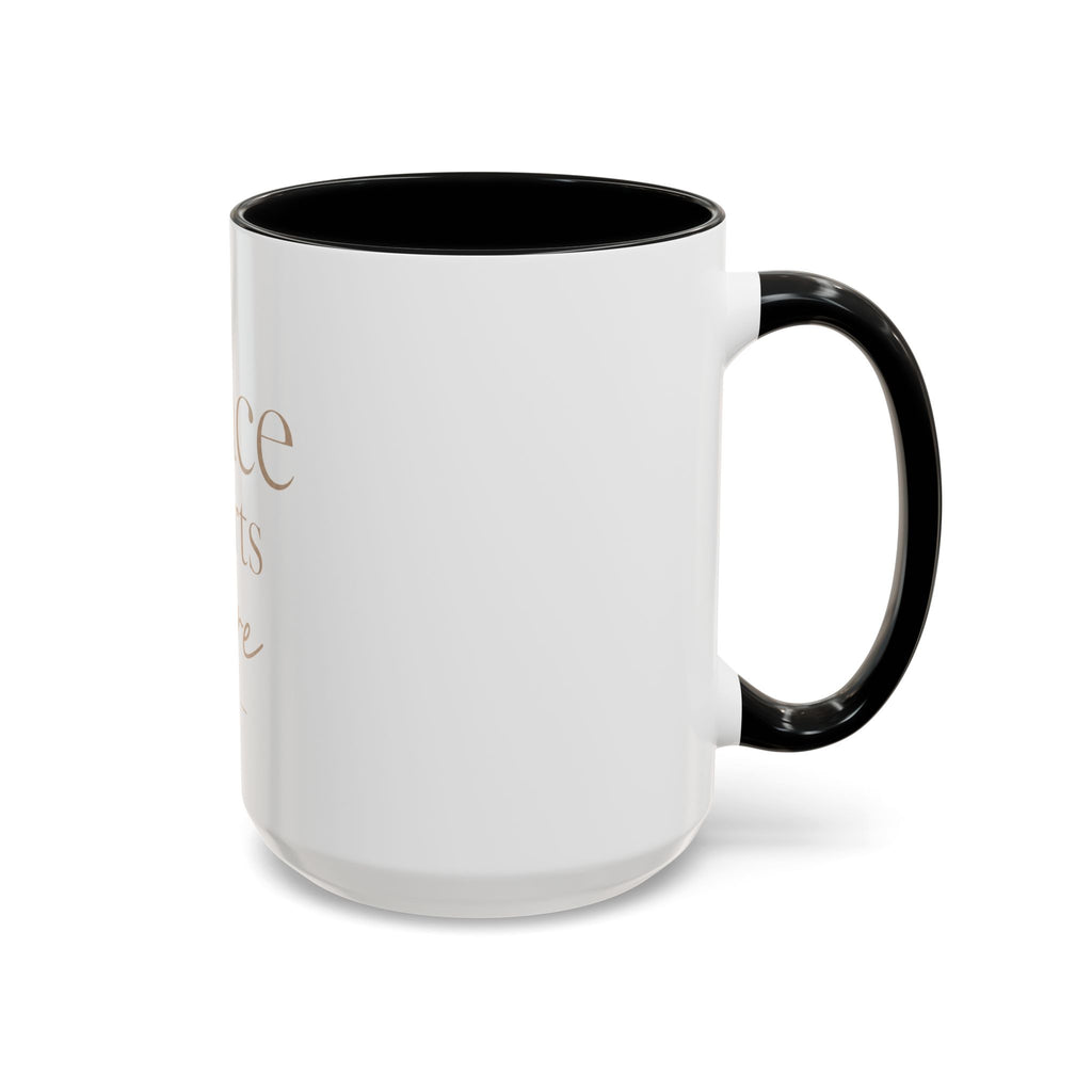 Peace Starts Here Accent Coffee Mug — Inspirational Red-Accent Ceramic Mug (11/15oz)