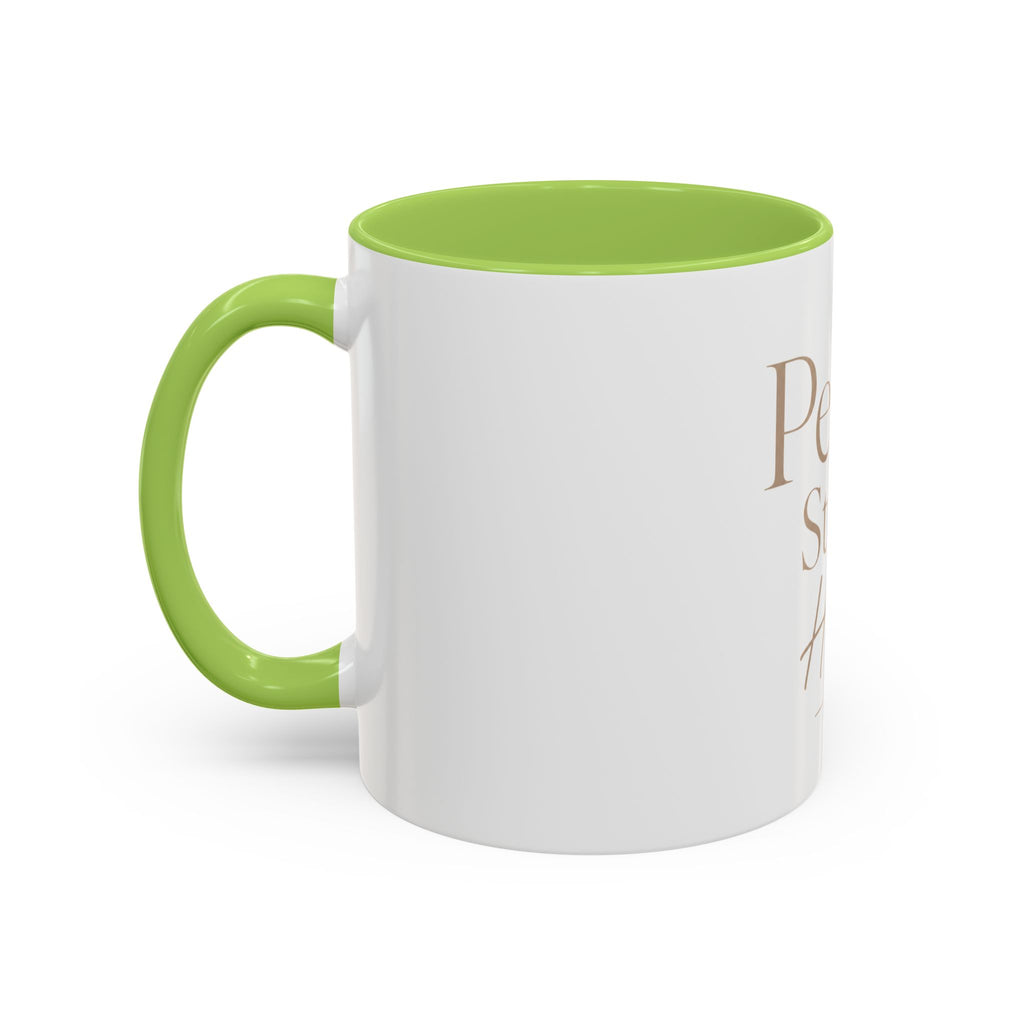 Peace Starts Here Accent Coffee Mug — Inspirational Red-Accent Ceramic Mug (11/15oz)