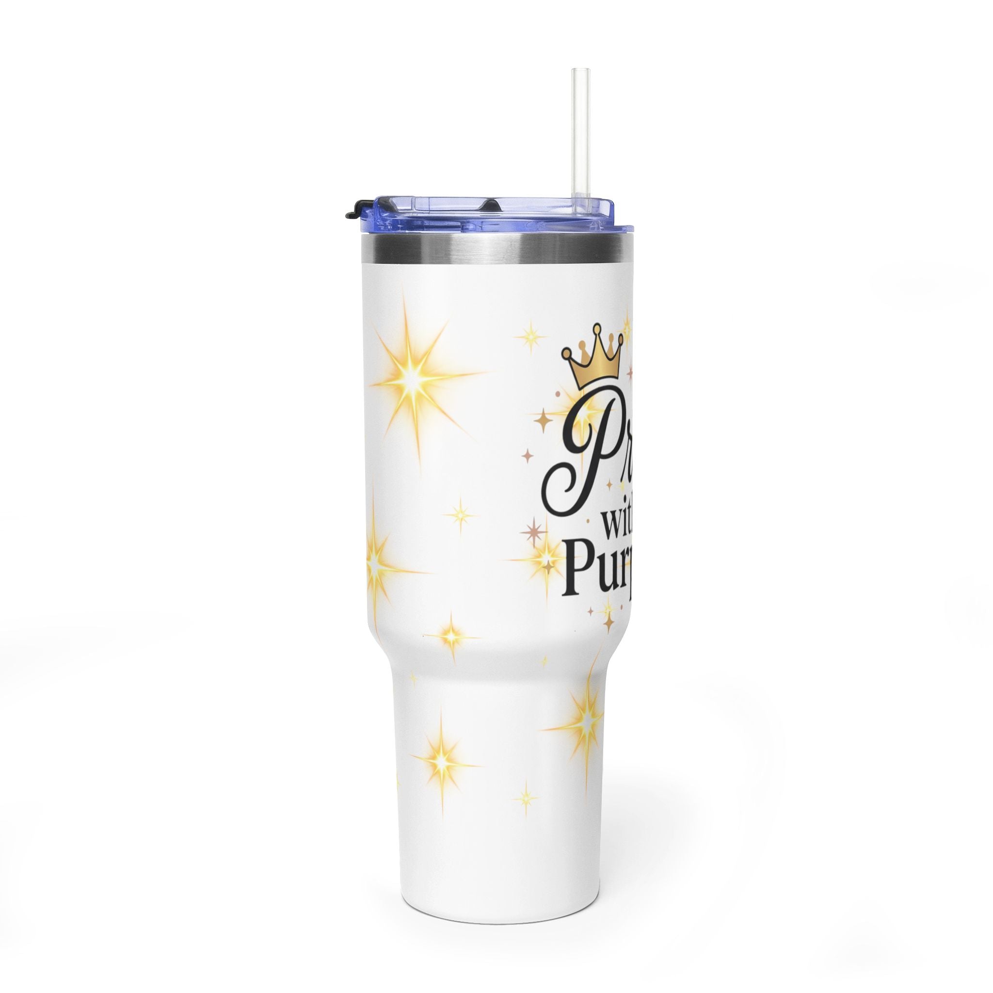 40oz Vacuum Tumbler – “Pretty with Purpose” Sparkle Travel Mug