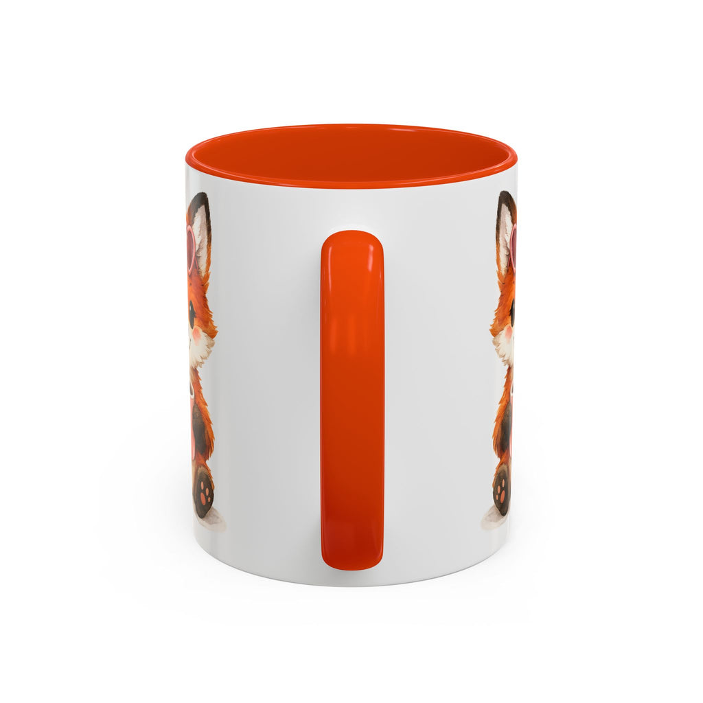 Cute Fox Coffee Mug – Cool Fox with Sunglasses Red Accent
