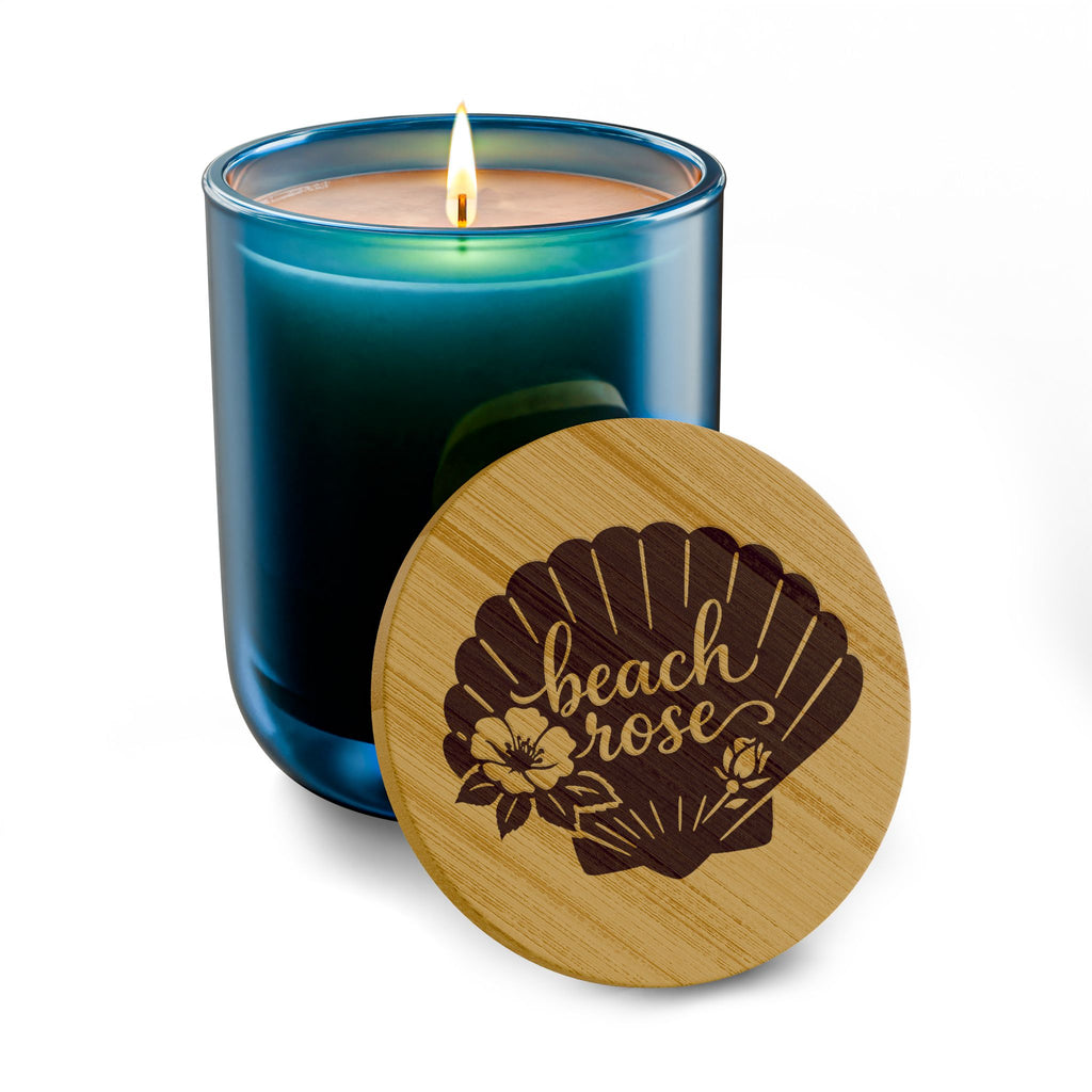 Beach Rose Scented Candle – Coastal Soy Candle with Shell Lid (Aromatherapy Gift)