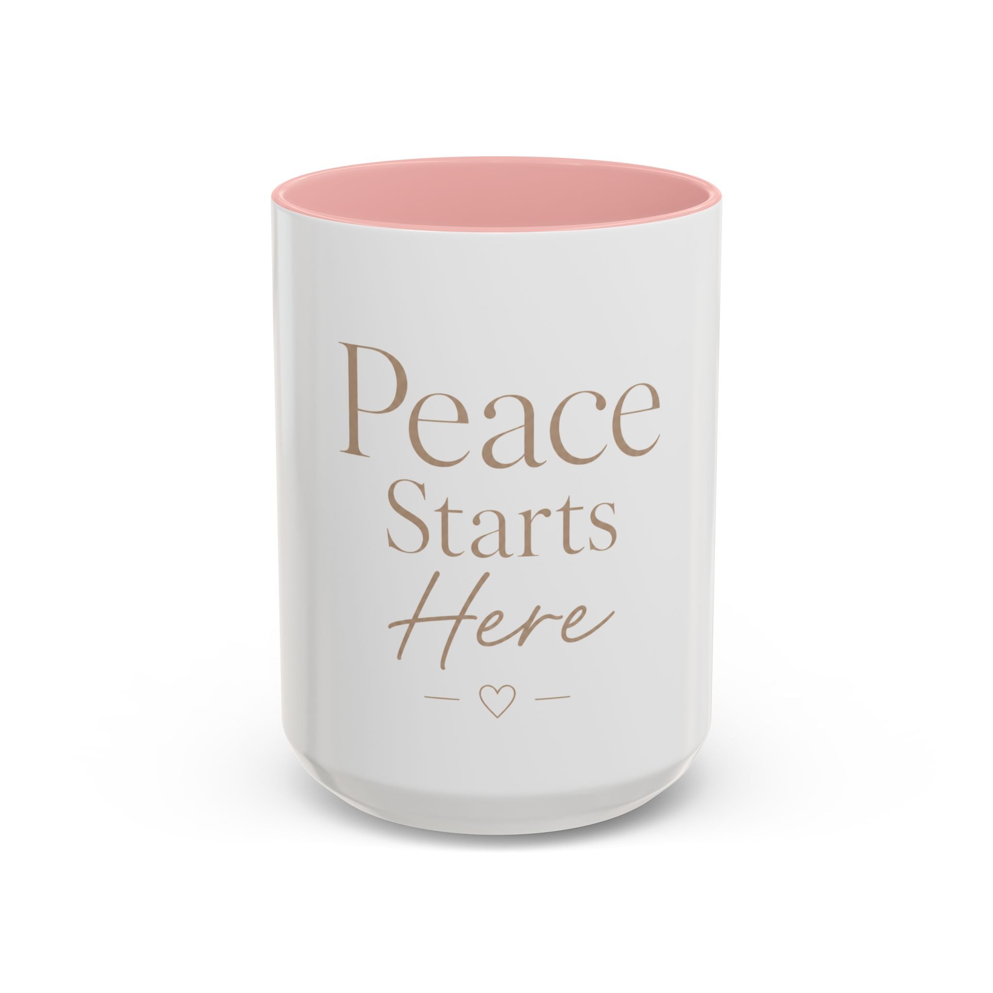 Peace Starts Here Accent Coffee Mug — Inspirational Red-Accent Ceramic Mug (11/15oz)