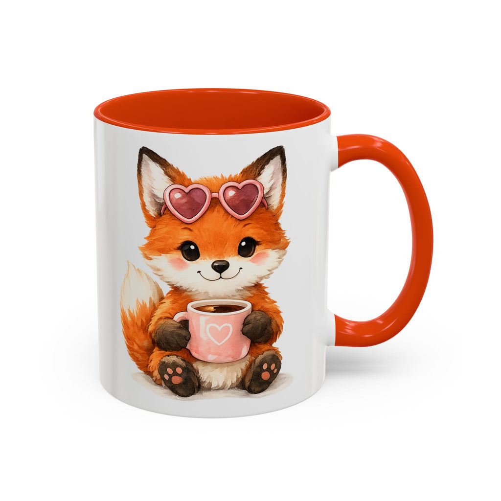 Cute Fox Coffee Mug – Cool Fox with Sunglasses Red Accent