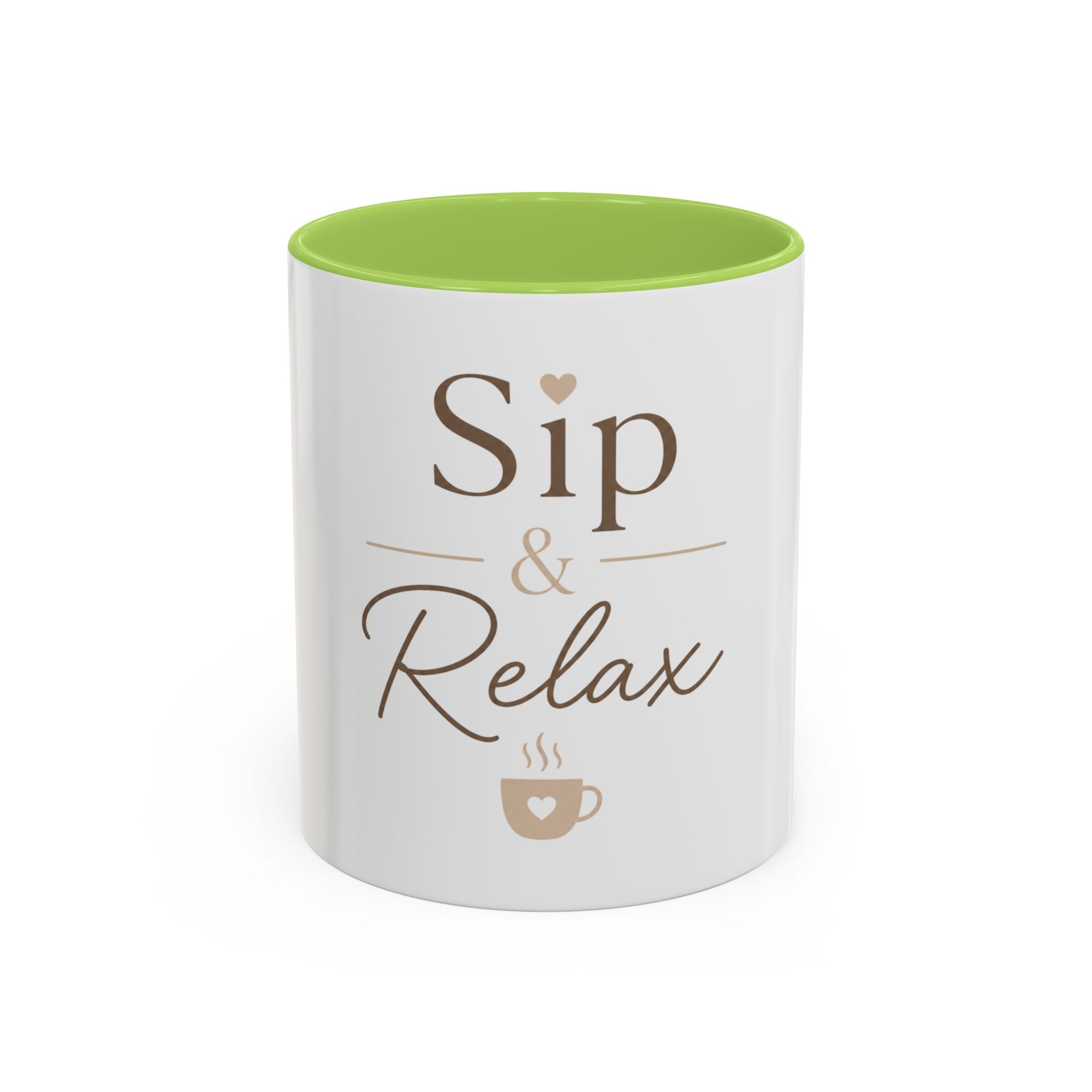 Sip & Relax Accent Coffee Mug — Ceramic 11/15oz