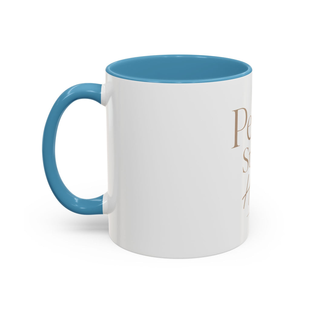 Peace Starts Here Accent Coffee Mug — Inspirational Red-Accent Ceramic Mug (11/15oz)