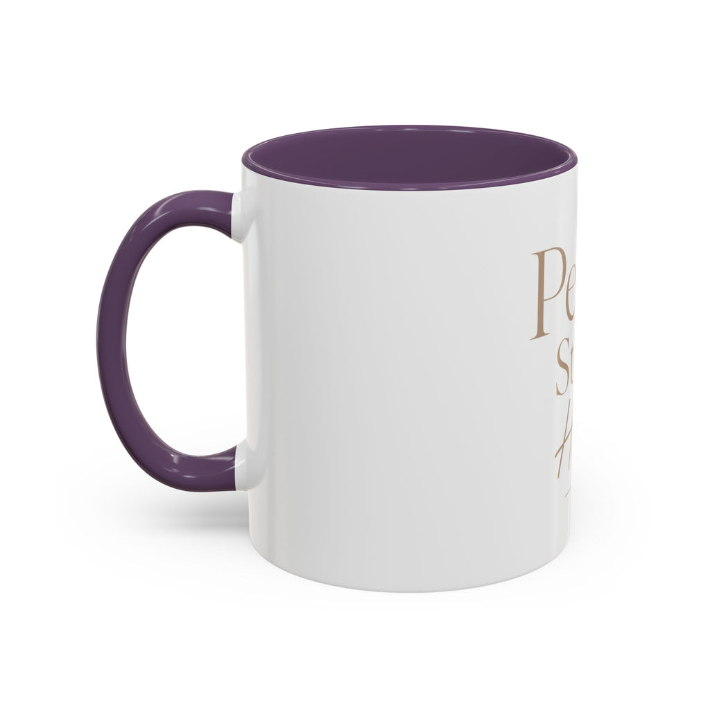 Peace Starts Here Accent Coffee Mug — Inspirational Red-Accent Ceramic Mug (11/15oz)
