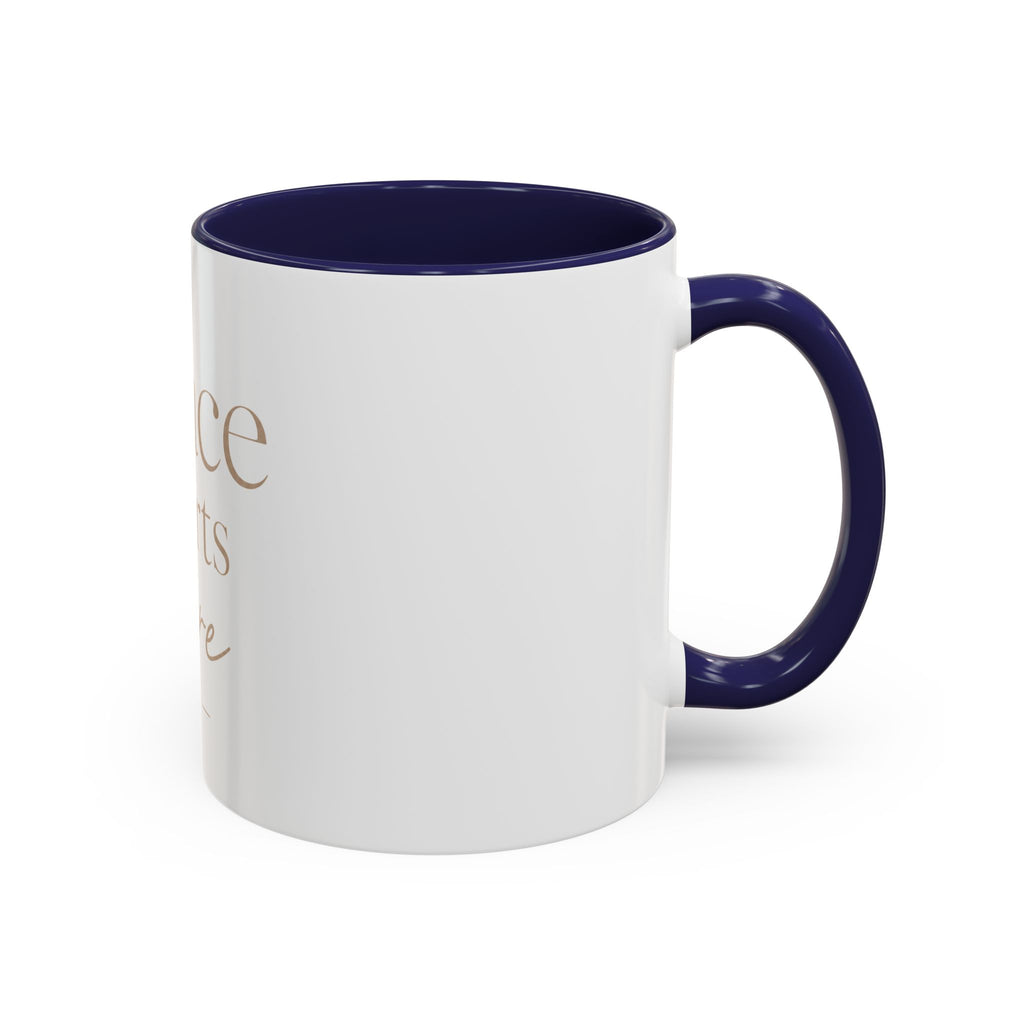 Peace Starts Here Accent Coffee Mug — Inspirational Red-Accent Ceramic Mug (11/15oz)