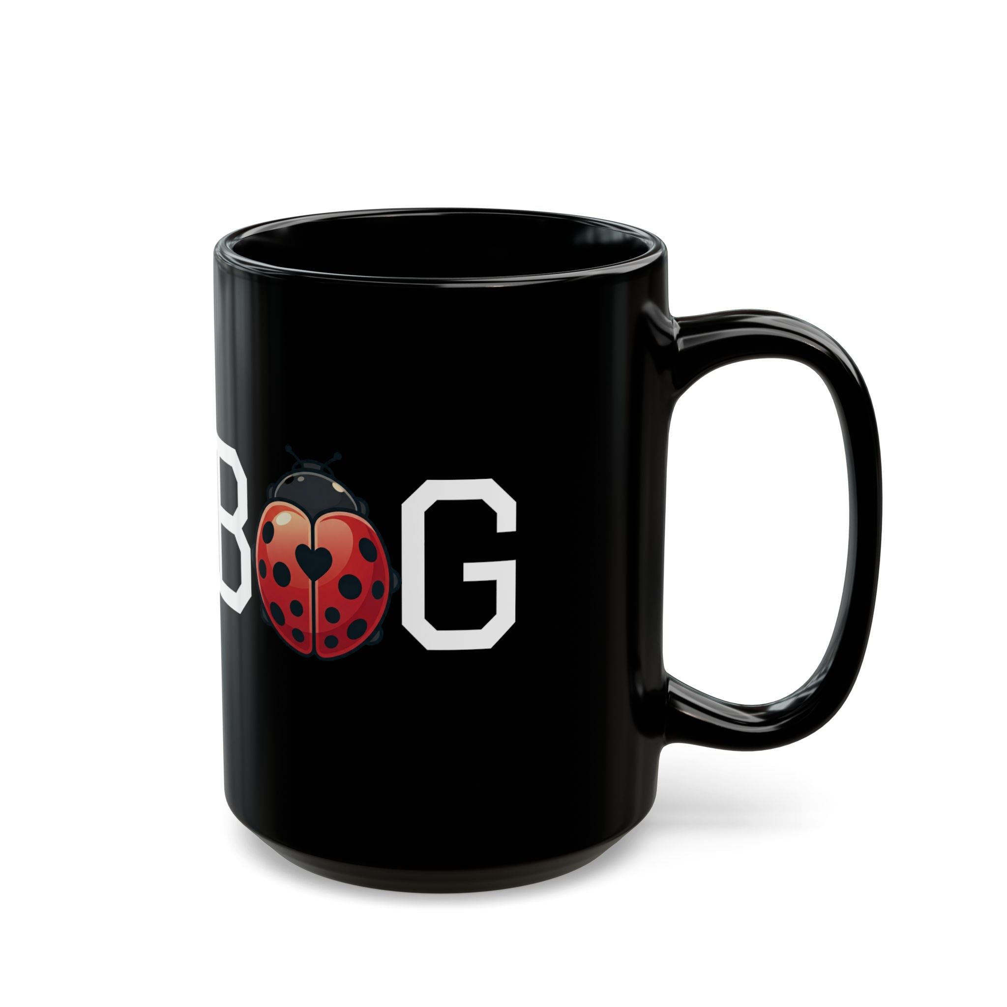 Ladybug Mom Black Mug — Cute Ladybug Graphic Coffee Cup (11oz/15oz)