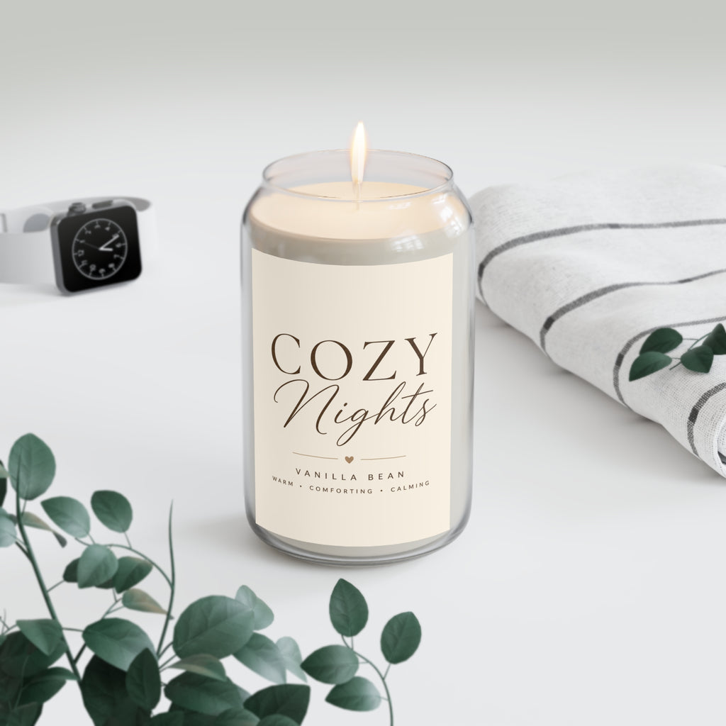Cozy Nights Soy Candle — Vanilla Bean Scent (13.75oz)