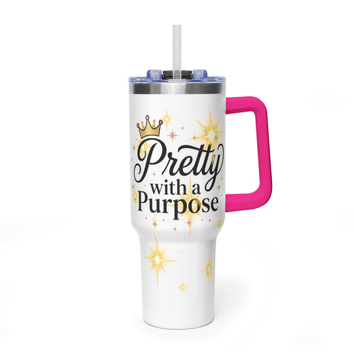 40oz Vacuum Tumbler – “Pretty with Purpose” Sparkle Travel Mug