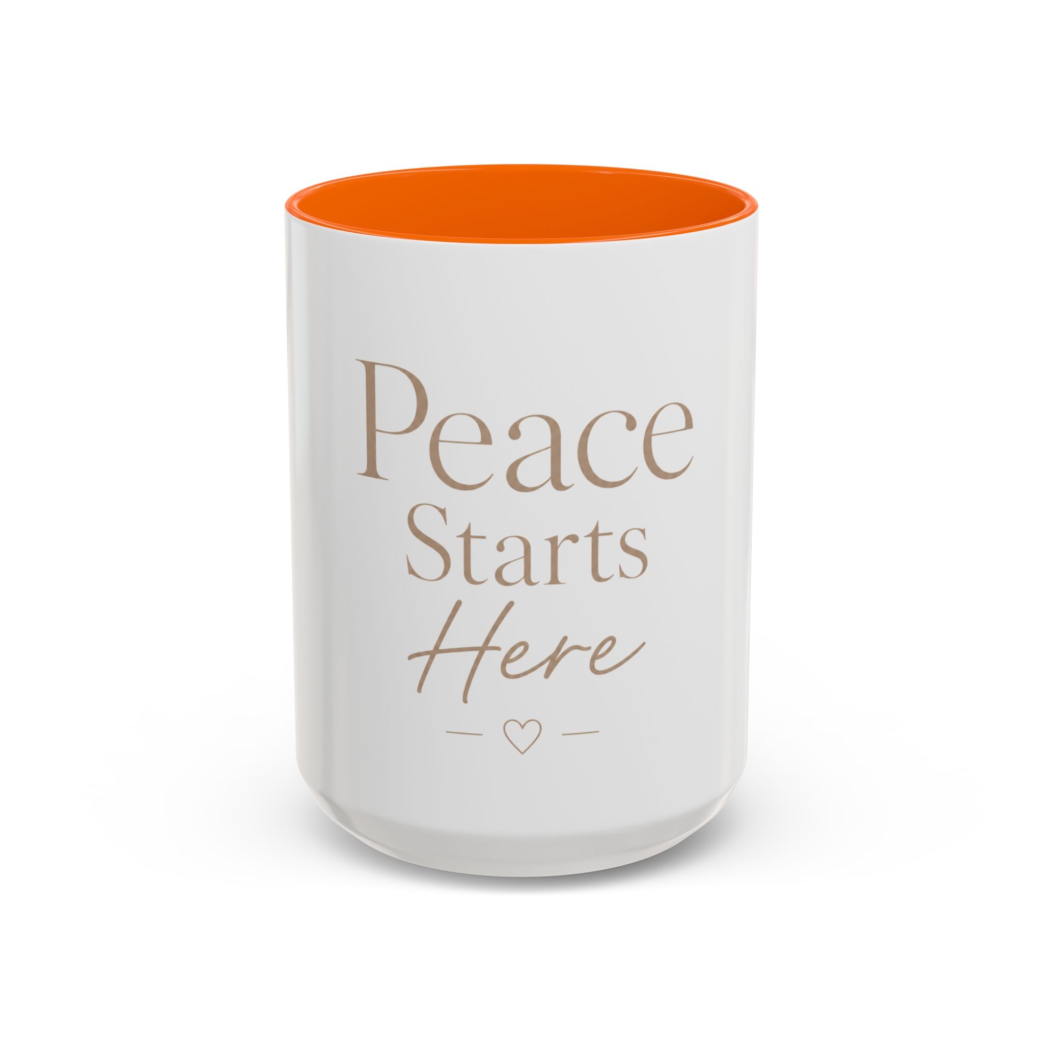 Peace Starts Here Accent Coffee Mug — Inspirational Red-Accent Ceramic Mug (11/15oz)