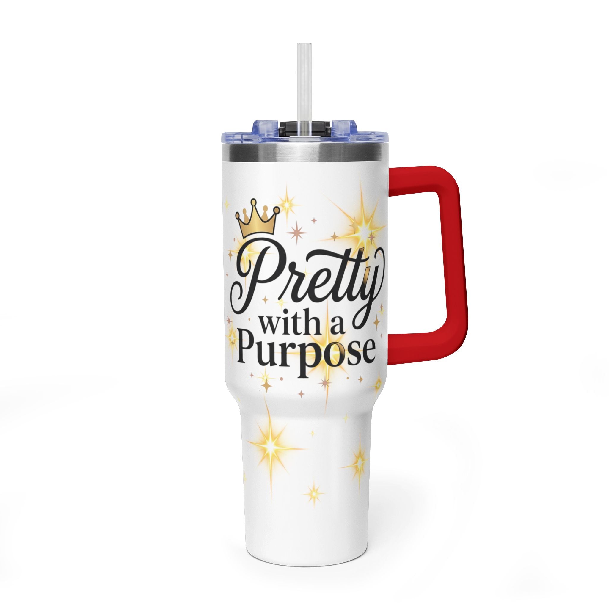 40oz Vacuum Tumbler – “Pretty with Purpose” Sparkle Travel Mug