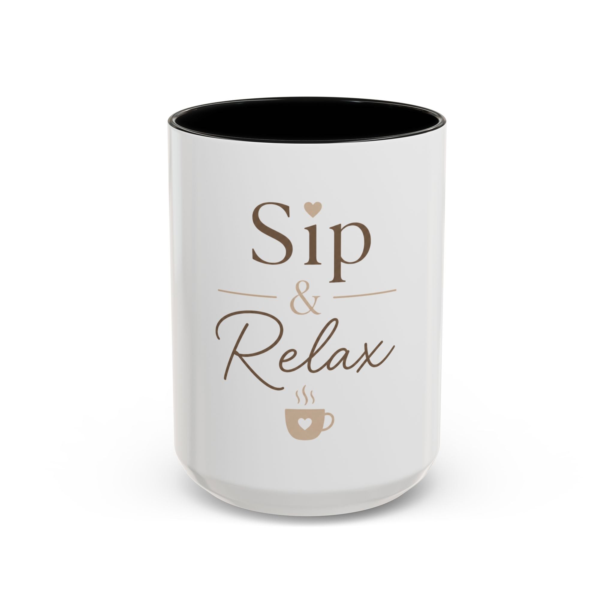 Sip & Relax Accent Coffee Mug — Ceramic 11/15oz