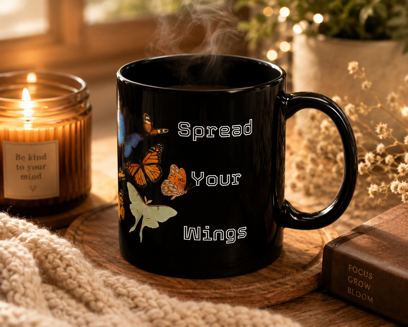 Butterfly Inspirational Mug – "Spread Your Wings" Motivational Coffee Cup
